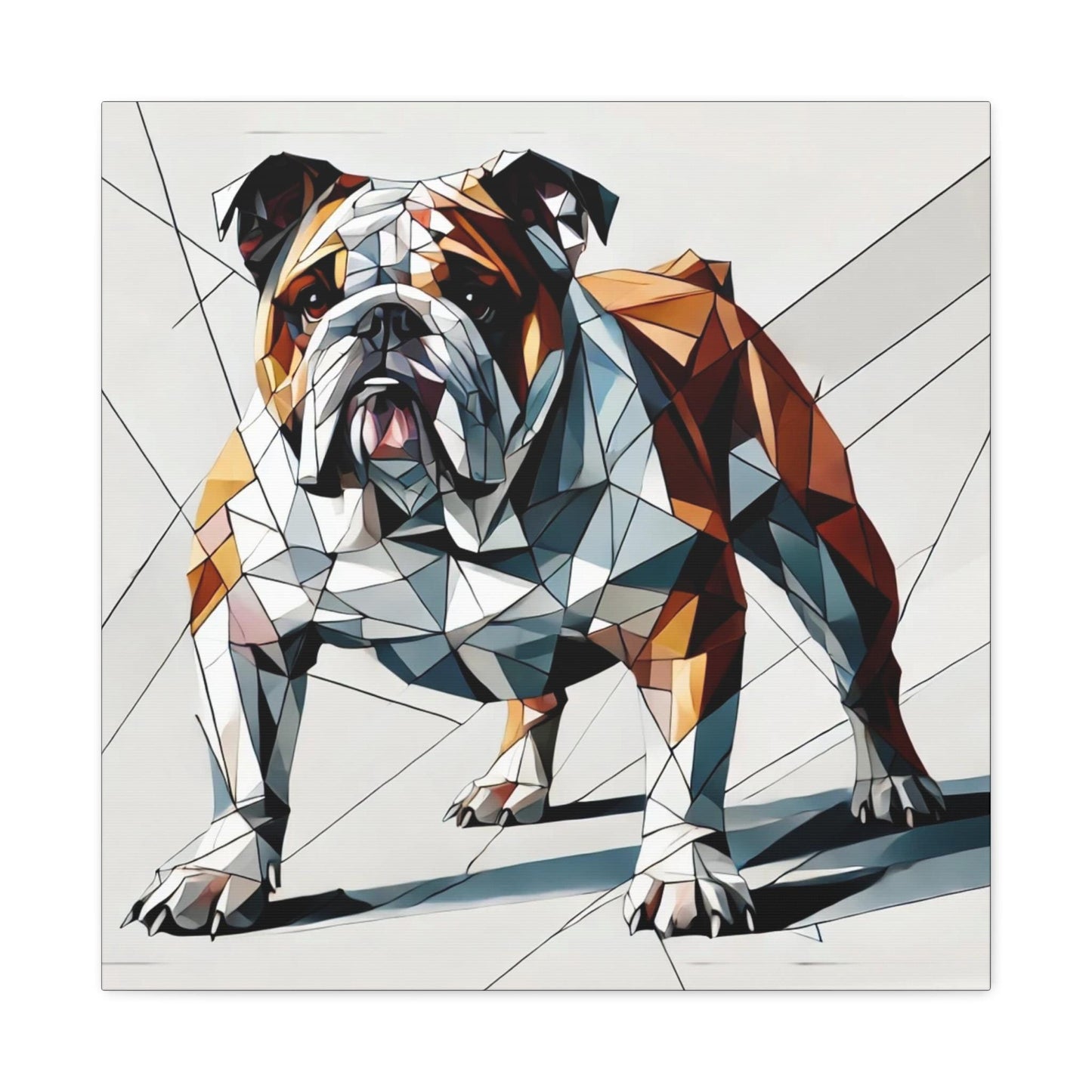 Bulldog Matte Canvas Print, Modern Cubist Design, Dog Wall Art, Modern Queer Decor, LGBT Housewarming Gift, Gay Bulldog Dog Lover