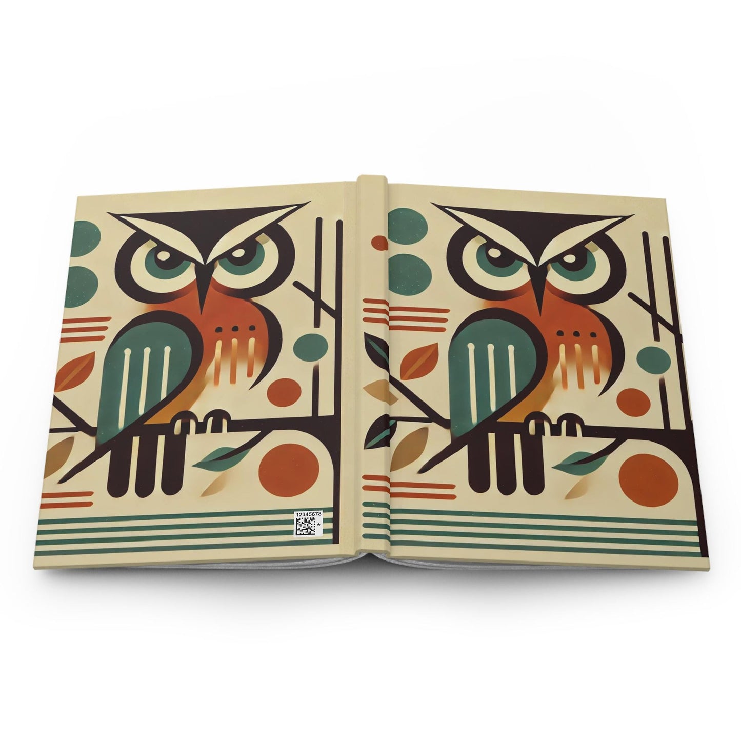 Owl Hardcover Journal, Mid-Century Vintage Charm Notebook, Books Lovers Gift, Retro Matte Diary, Wise Owl Journal, Literature Enthusiast