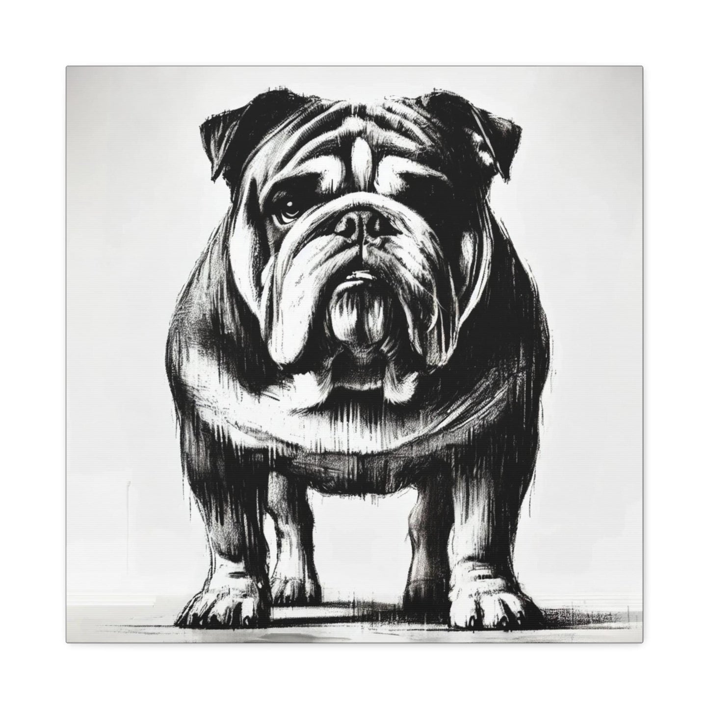 Bulldog Matte Canvas Print, Classic Charcoal Sketch Design, Dog Wall Art, Modern Queer Decor, LGBT Housewarming Gift, Gay Bulldog Dog Lover