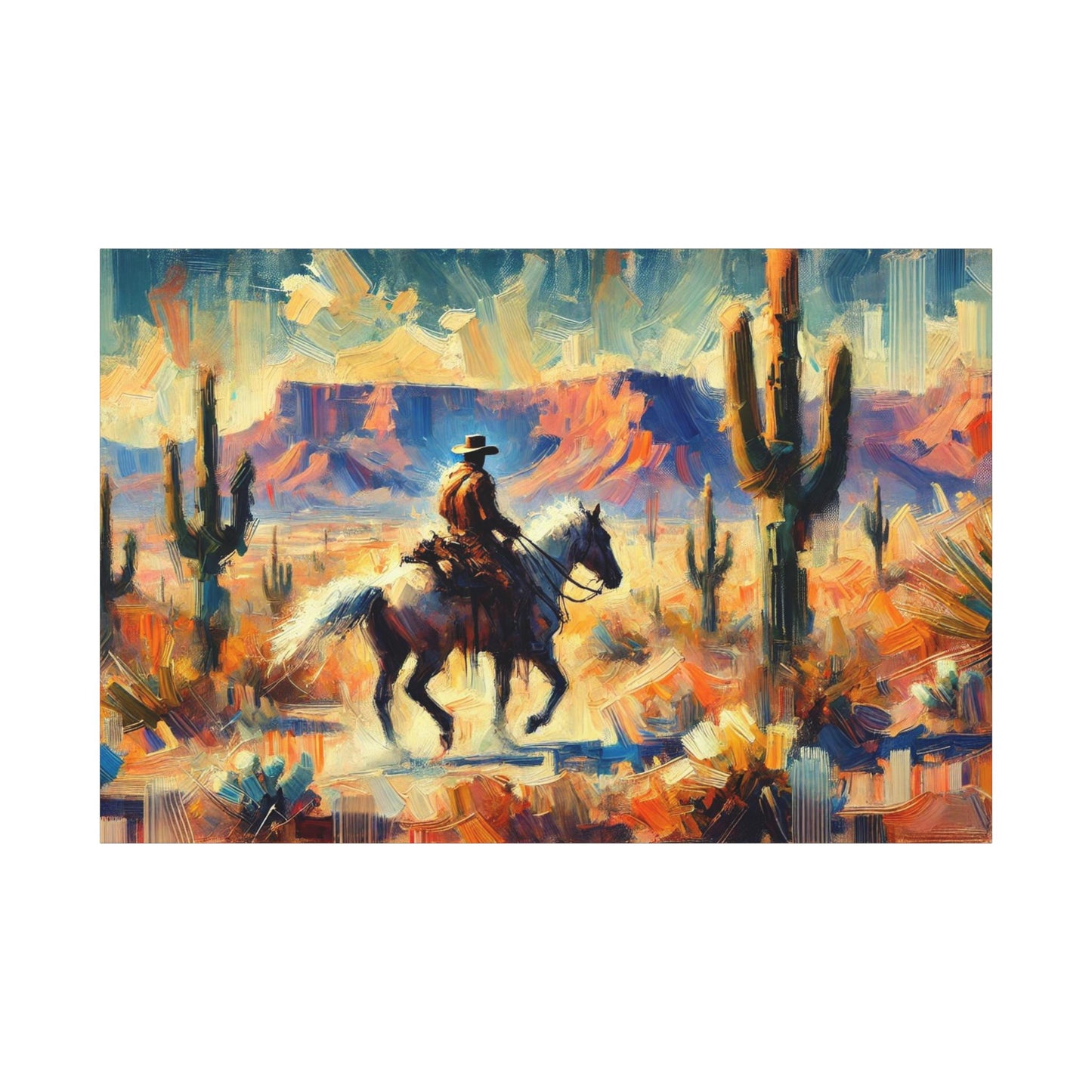 Original Impressionist Southwestern Canvas Print, Matte Stretched Horse Art, 7 Sizes, Wall Decor, Landscape Painting, Home Office Decor