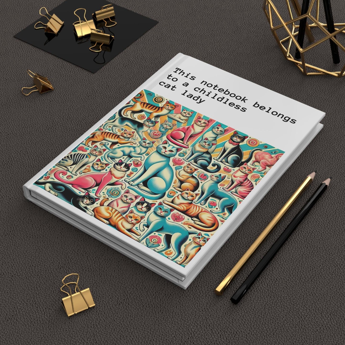 Cat Lady Journal Hardcover - Funny Vintage Design Matte Journal - Humorous Notebook, Book Lovers Gift, Retro Art Diary, Childless Cat Lady
