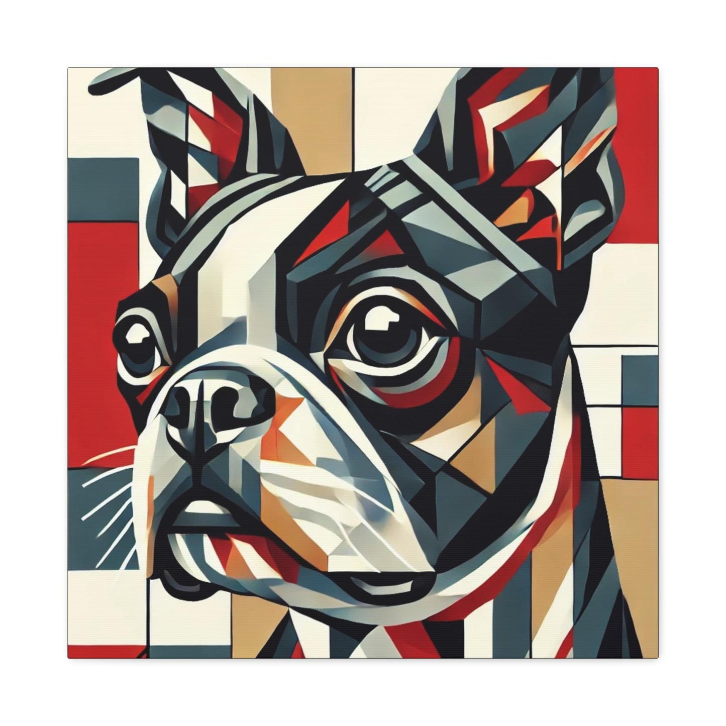 Boston Terrier Canvas Print, Modern Cubist Design, Dog Wall Art, Modern Queer Decor, LGBT Housewarming Gift, Matte Canvas, Gay Dog Lover