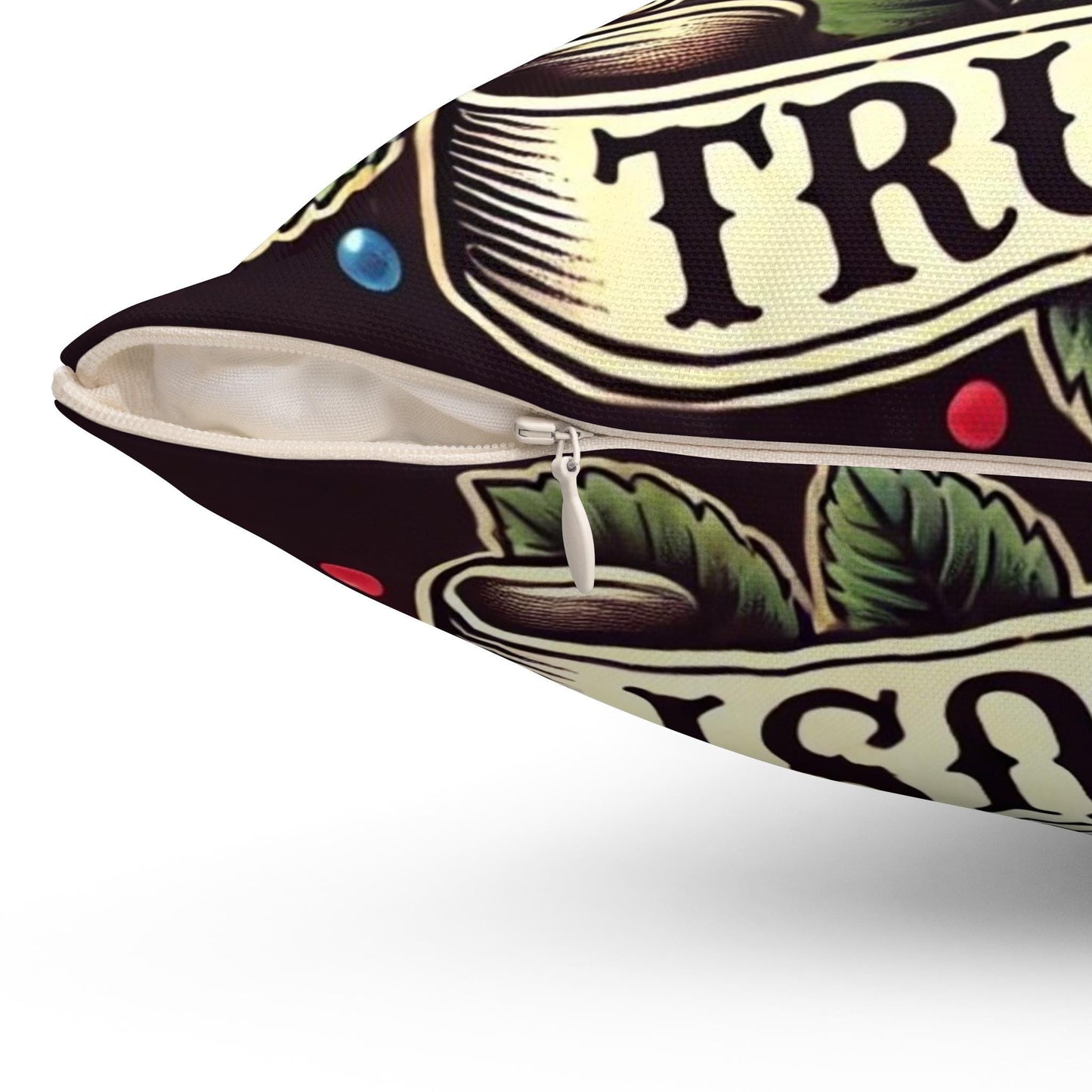 Square Pillow, Vintage Tattoo TRUST Design, Retro Charm, Housewarming Gift, Spun Polyester Cushion Cover, Tattoo Lover, Soft Throw Pillow