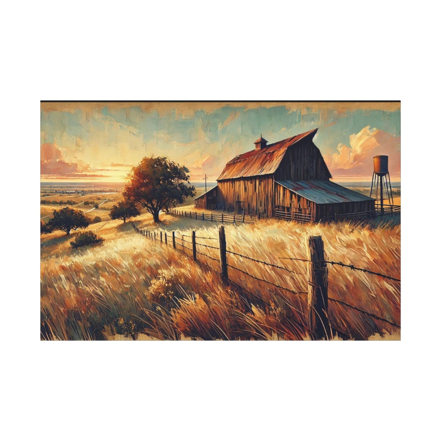 Original Texas Hill Country Barn Canvas Print, Matte Stretched Art, 7 Sizes Available, Wall Decor, Landscape Painting, Home Office Decor