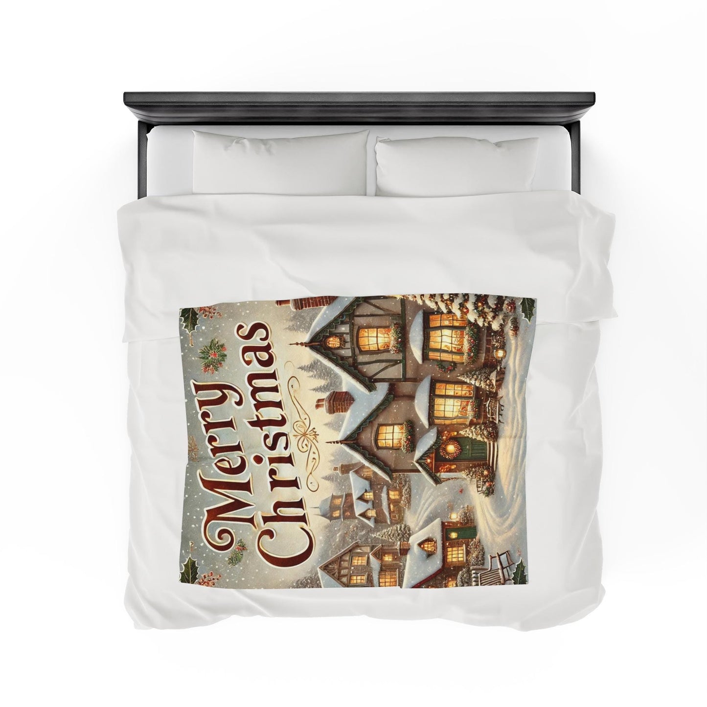 Plush Blanket, Snowy Christmas Village Design, Soft Fleece Throw, Housewarming Gift, Holiday Home Decor, Christmas Theme, Warm Bedding