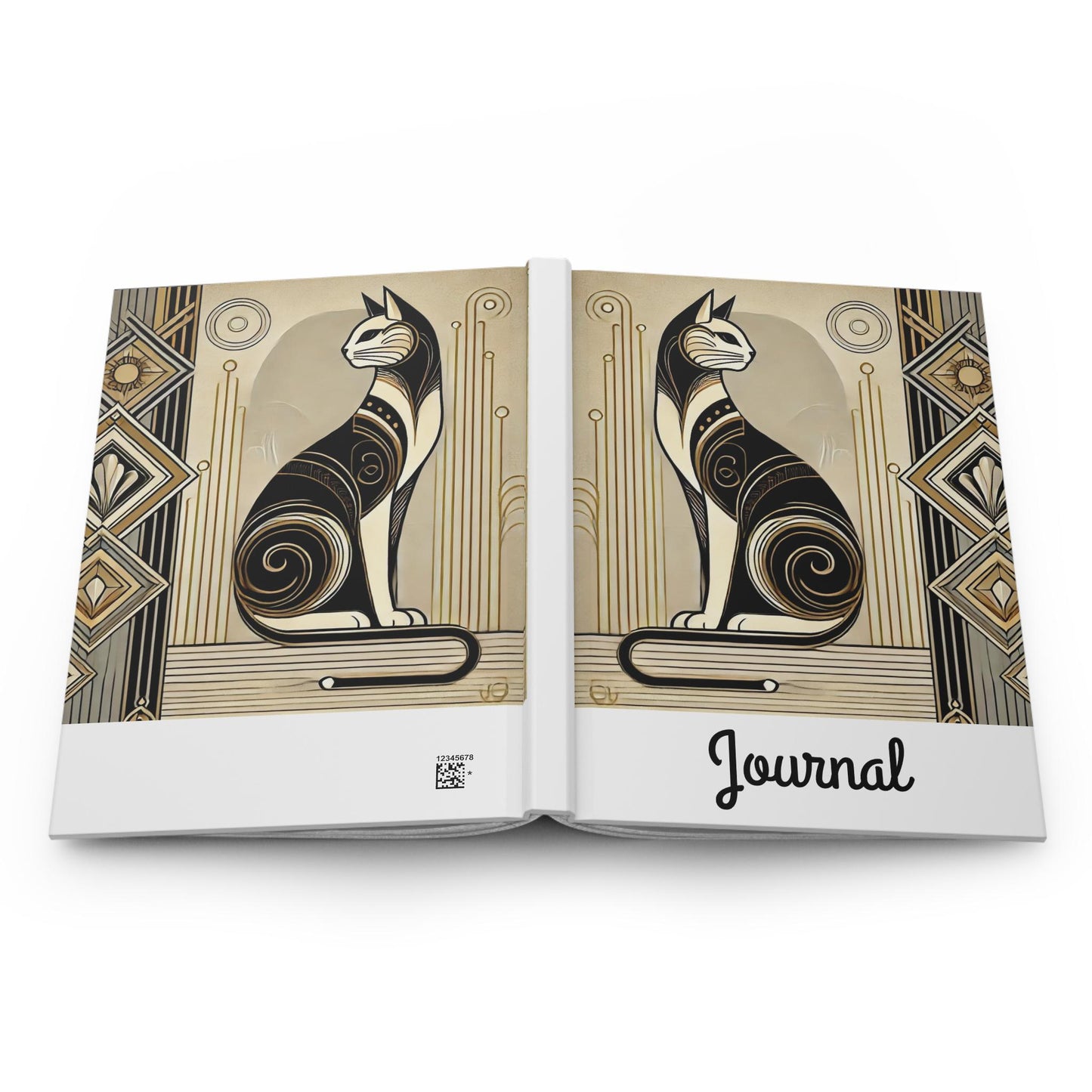 Cat Journal Hardcover - Vintage Art Deco Design - Book Lovers Gift, Retro Diary, Nature Journal, Literature Notebook