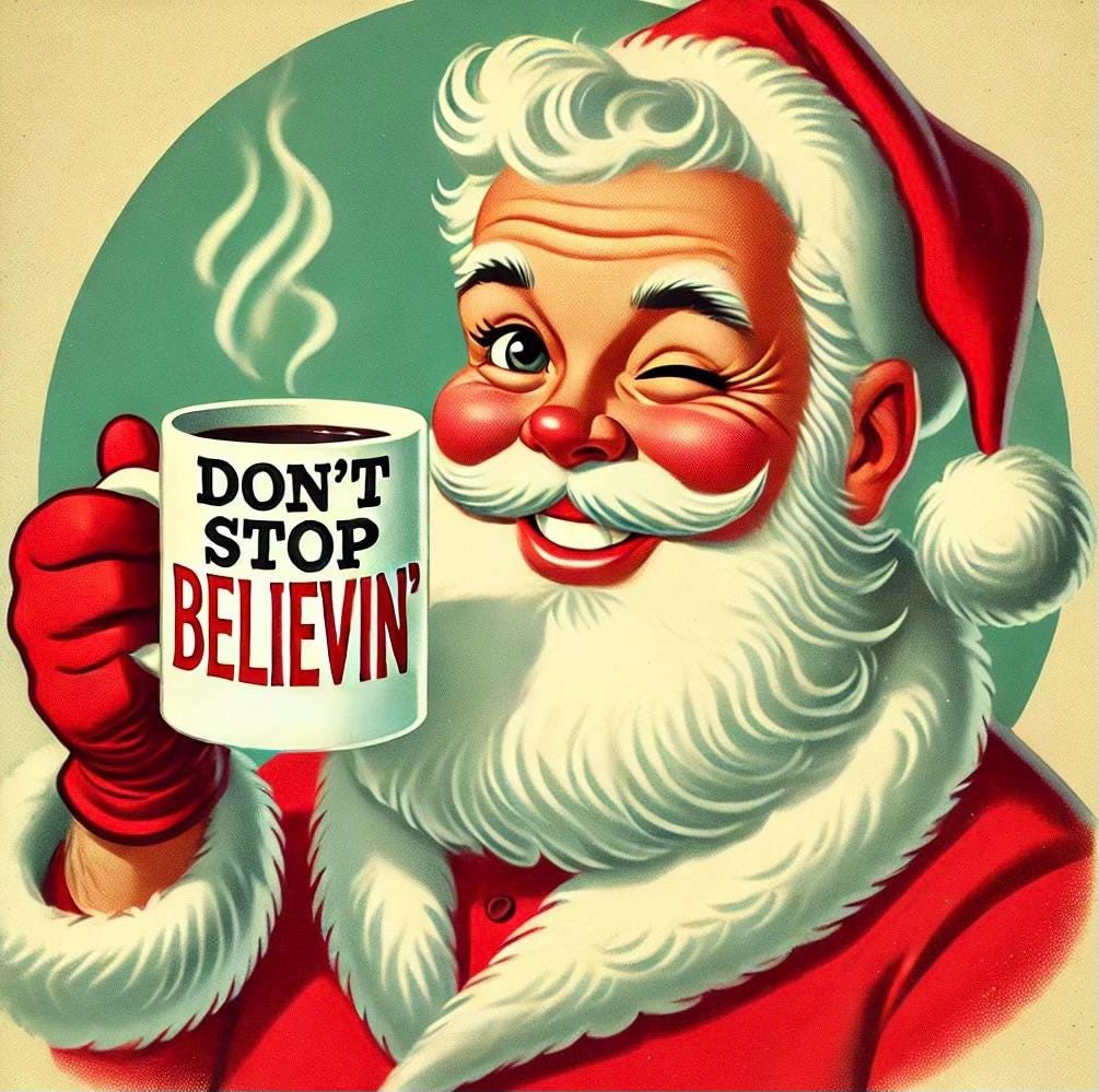 Funny Christmas Unisex Heavy Blend™ Crewneck Sweatshirt, Don't Stop Believin' Santa, Rock and Roll Gift