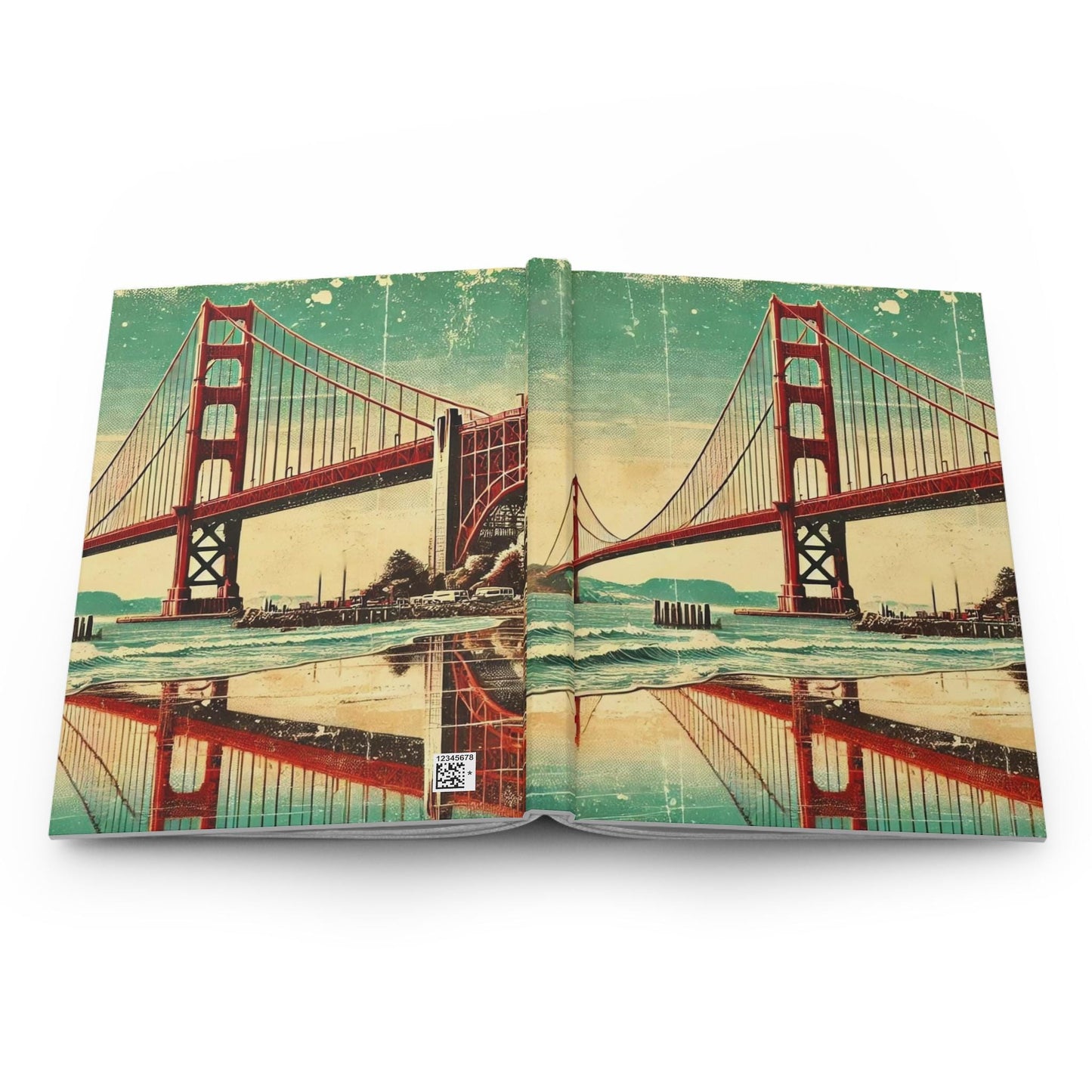 Journal San Francisco Hardcover, Vintage Charm Notebook, Books Lovers Gift, Retro Diary, Golden Gate Bridge Journal, Literature Enthusiast