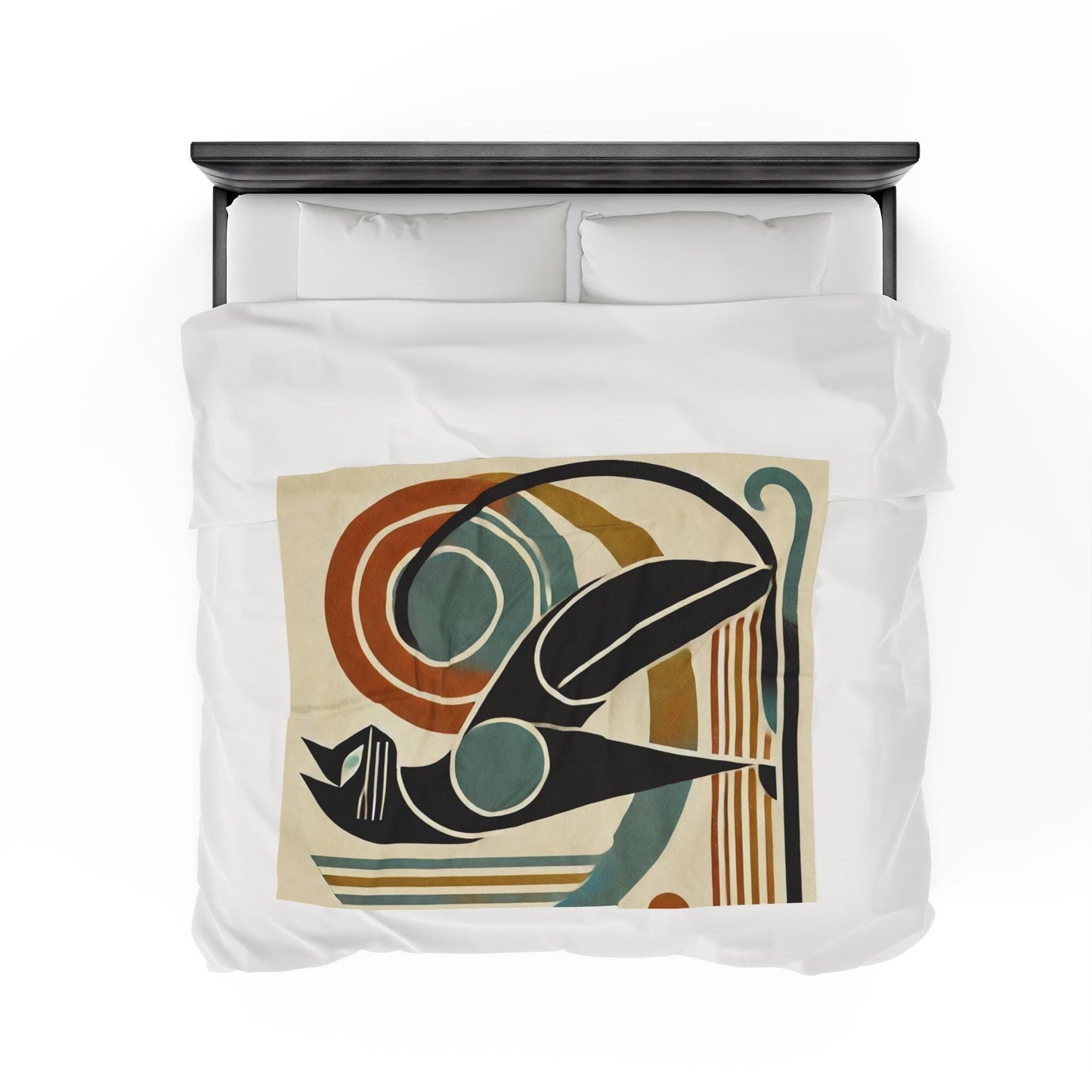 Velveteen Plush Blanket - Cat Design, Mid-Century Modern Vibe, Housewarming Gift, Fleece Throw, Warm Bedding, Cozy Home Decor, Cat Lover