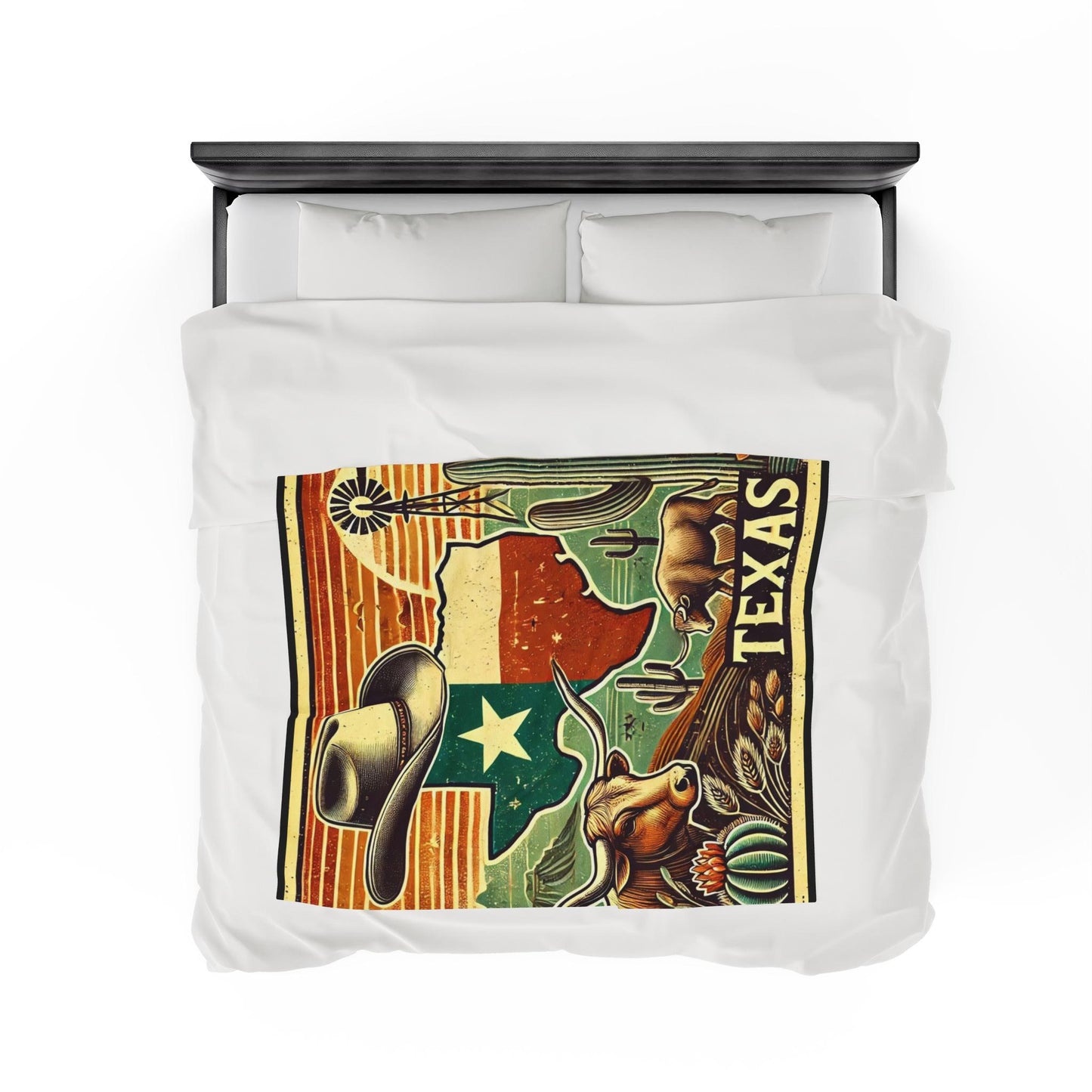 Plush Blanket, Texas Longhorn Design, Housewarming Gift, Rustic Decor, Soft Fleece Throw, Warm Bedding, Cozy Homeware, Western Theme Blanket