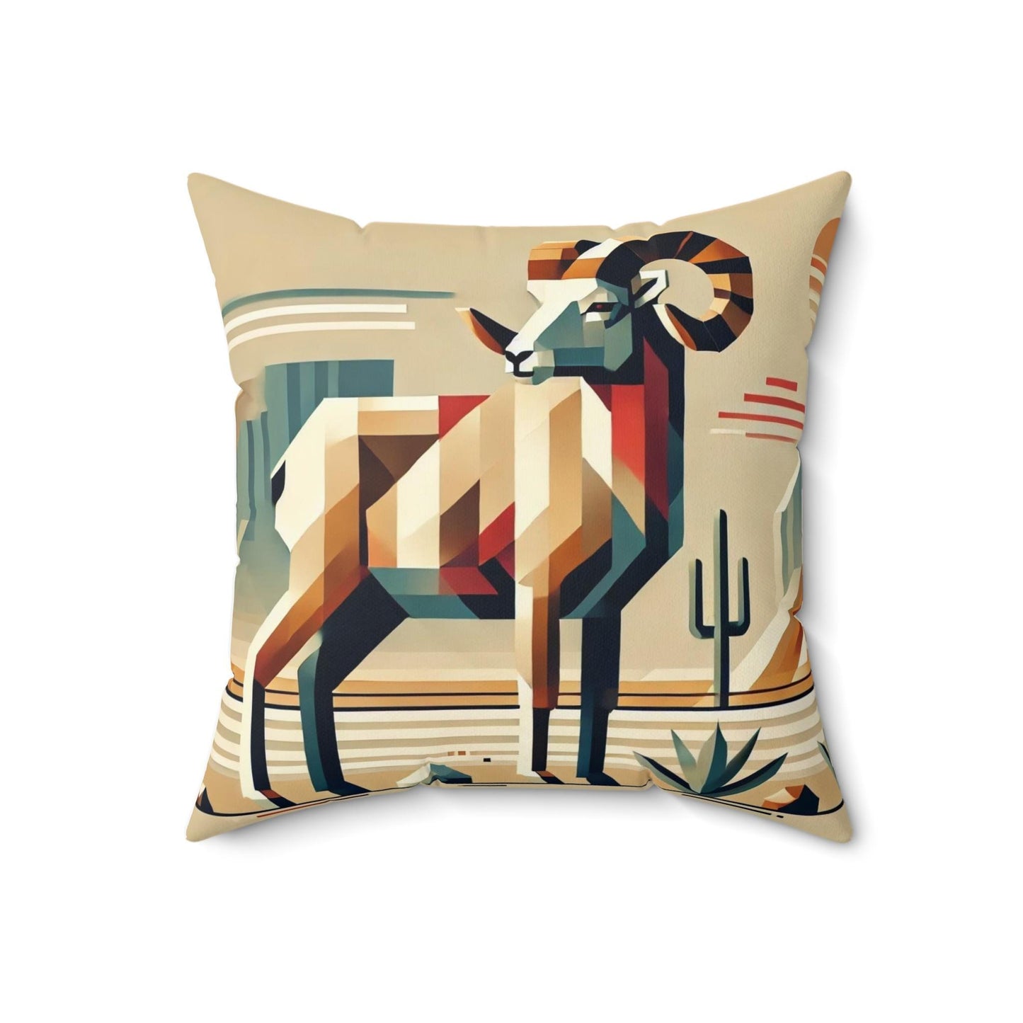 Pillow Modern Southwestern Bighorn Sheep Design, Unique Housewarming Gift, Retro Charm, Soft Throw Pillow, Home & Office Decor, Accent Gift