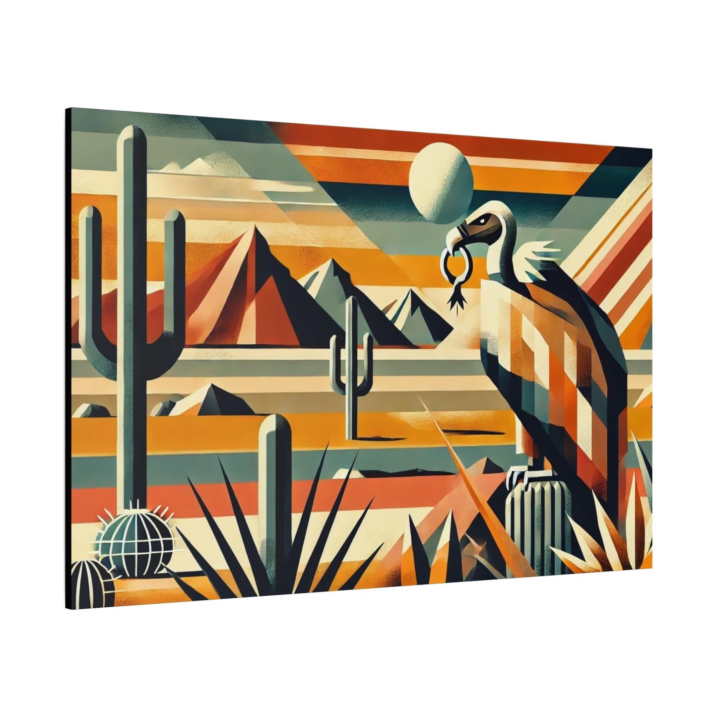 Original Modern Cubist Vulture Canvas Print, Matte Stretched Art, 7 Sizes Available, Wall Decor, Landscape Painting, Home Office Decor