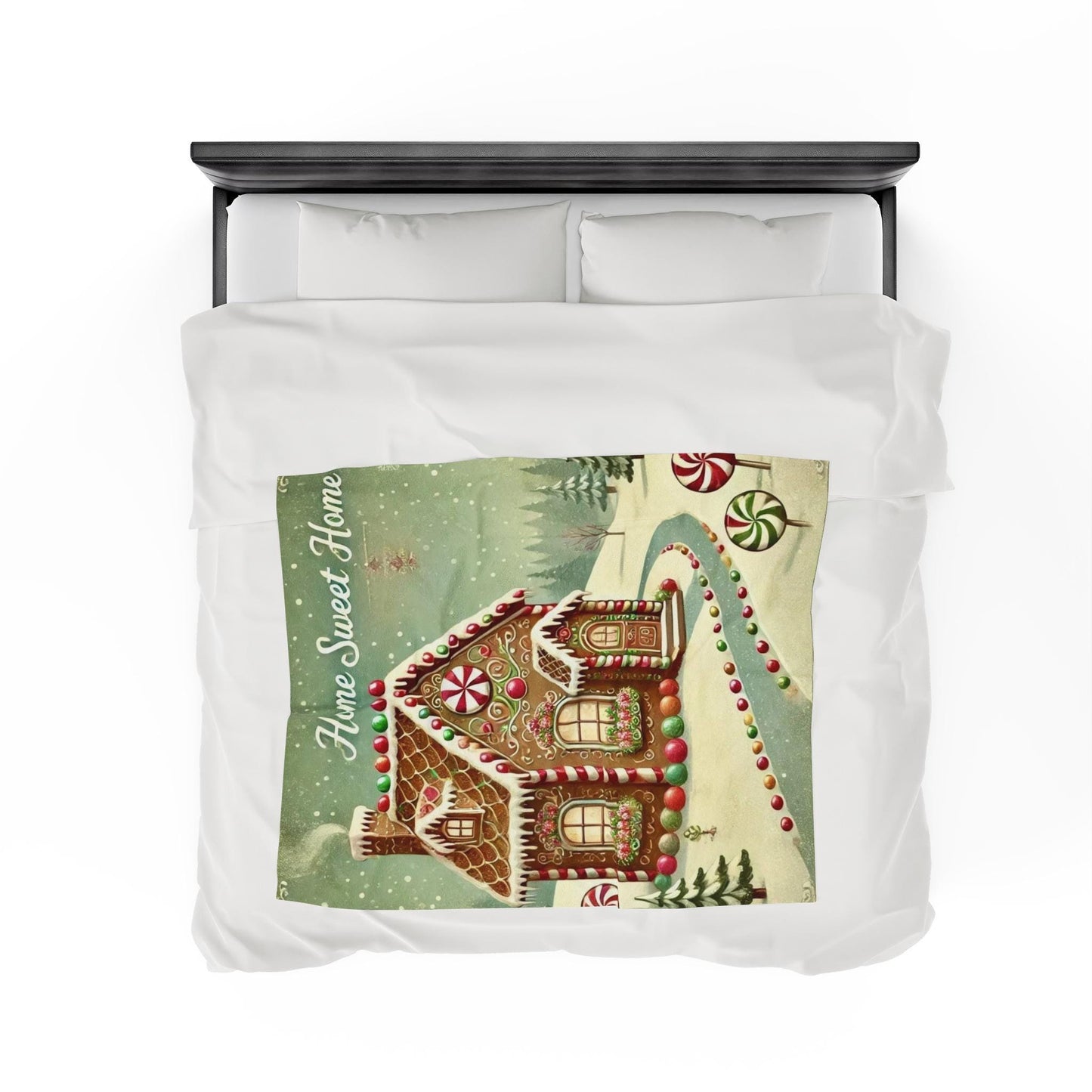 Plush Blanket, Gingerbread House Design, Soft Fleece Throw, Housewarming Gift, Holiday Home Decor, Christmas Theme, Warm Bedding