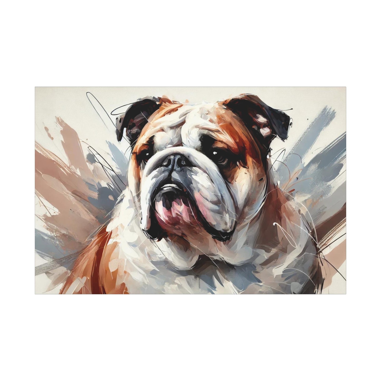 Bulldog Canvas, Original Modern Impressionist Wall Art Home Decor, Matte Stretched Print, LGBT Housewarming Gift, Gay Bulldog Dog Lover