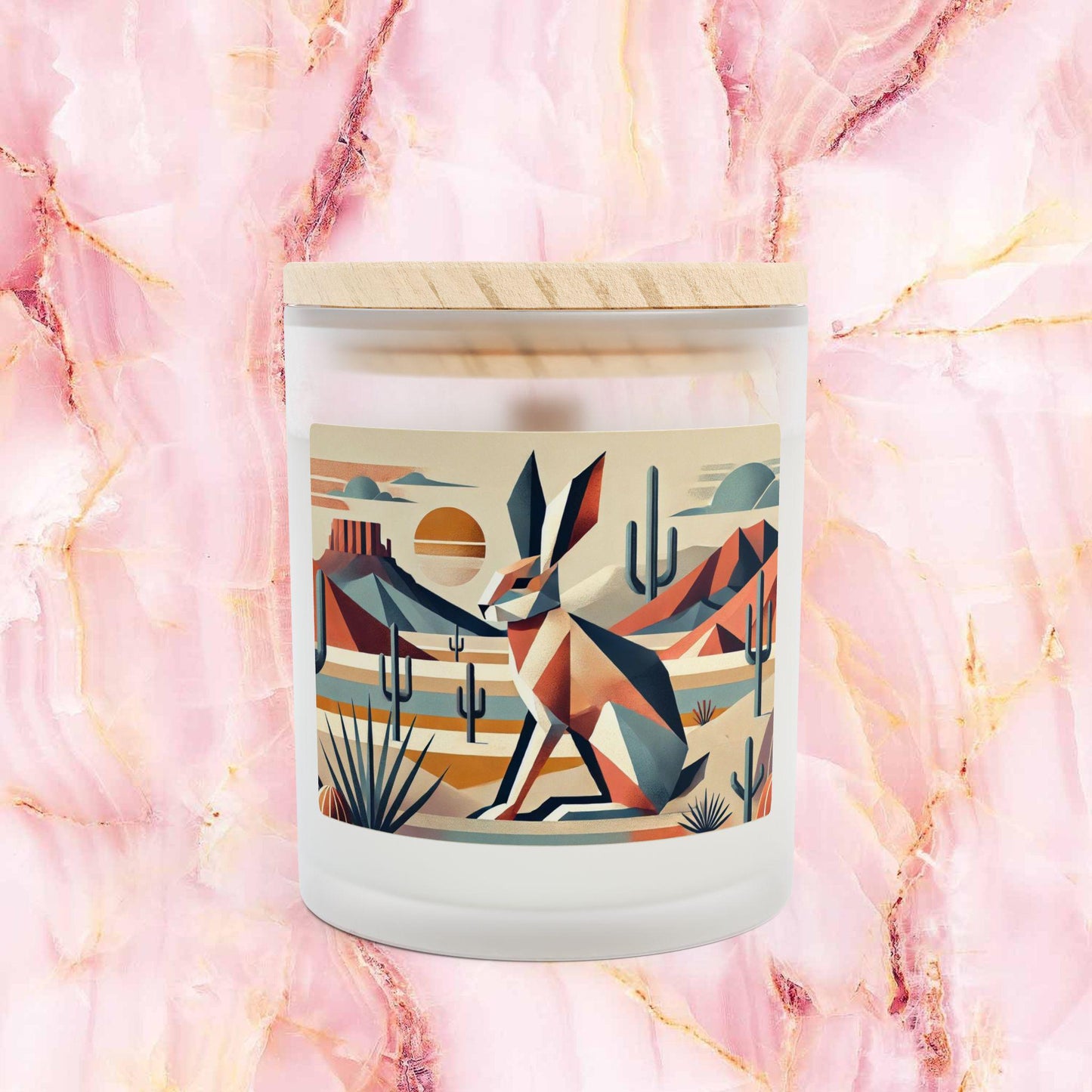 Frosted Glass Candle 11oz, Jackrabbit Modern Southwestern Design, Relaxing Soy Candle, Chic Housewarming Gift, Home Decor, Aromatherapy