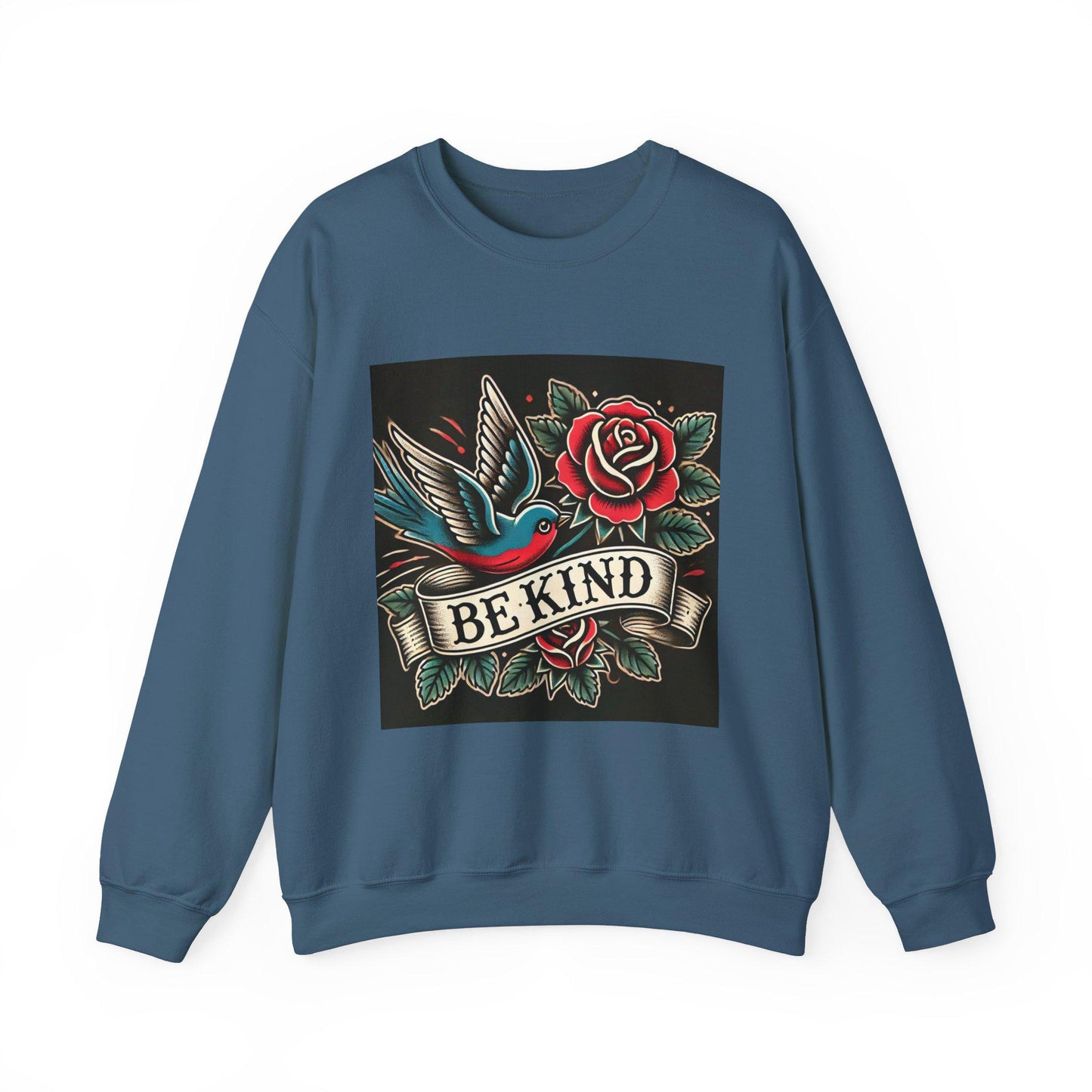 Vintage Tattoo Sweatshirt, BE KIND Tattoo Design, Unisex Crewneck Jumper, Vintage Pullover, Gift for Tattoo Lover, Retro Style