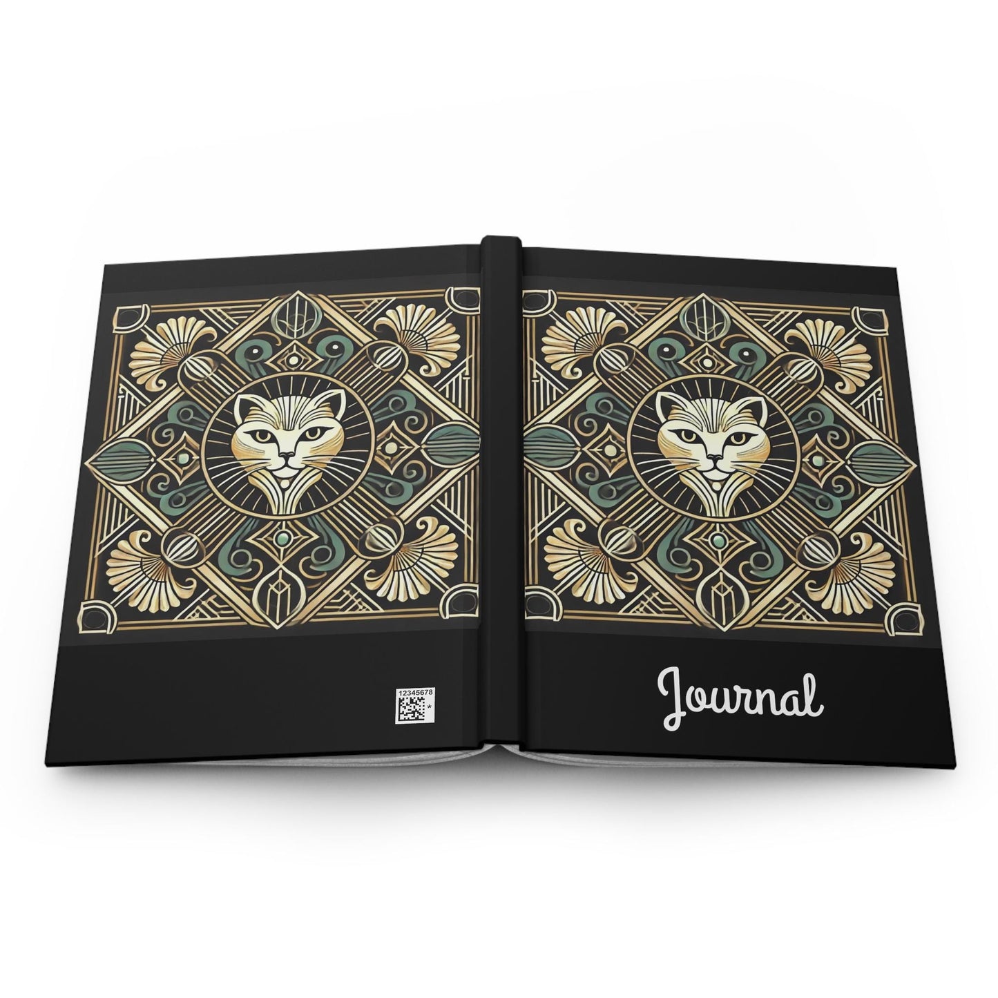 Cat Journal Hardcover - Vintage Art Deco Design - Book Lovers Gift, Retro Diary, Nature Journal, Literature Notebook