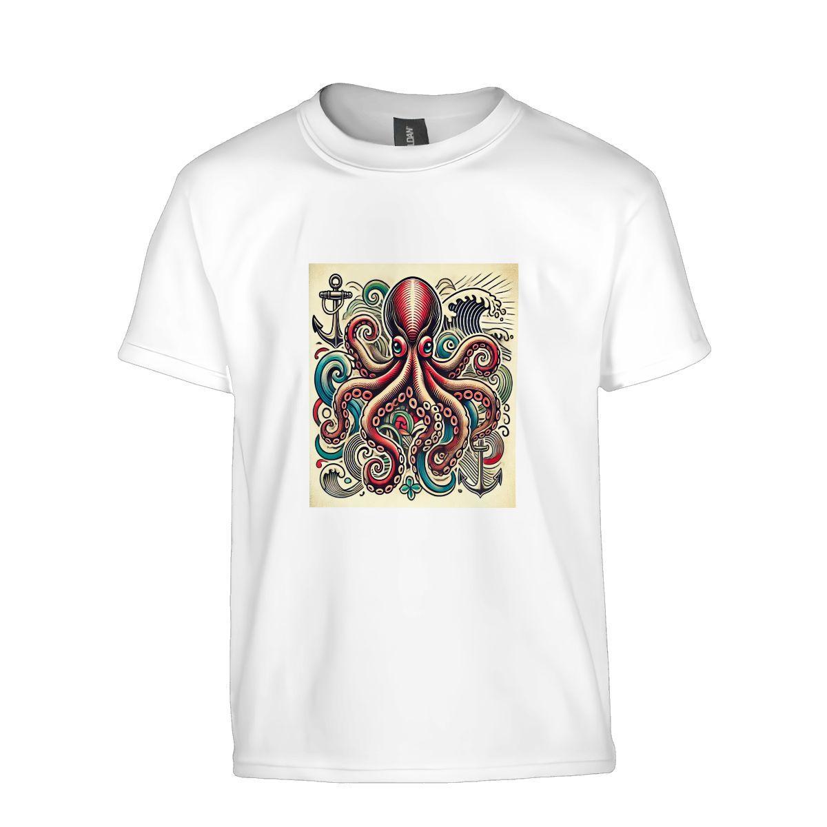 Kids Tee, Fun Octopus Youth T-Shirt, Unique Birthday Gift, Casual Beach Vacation Wear, Original Art Tee, Kid's Fashion, Back To School