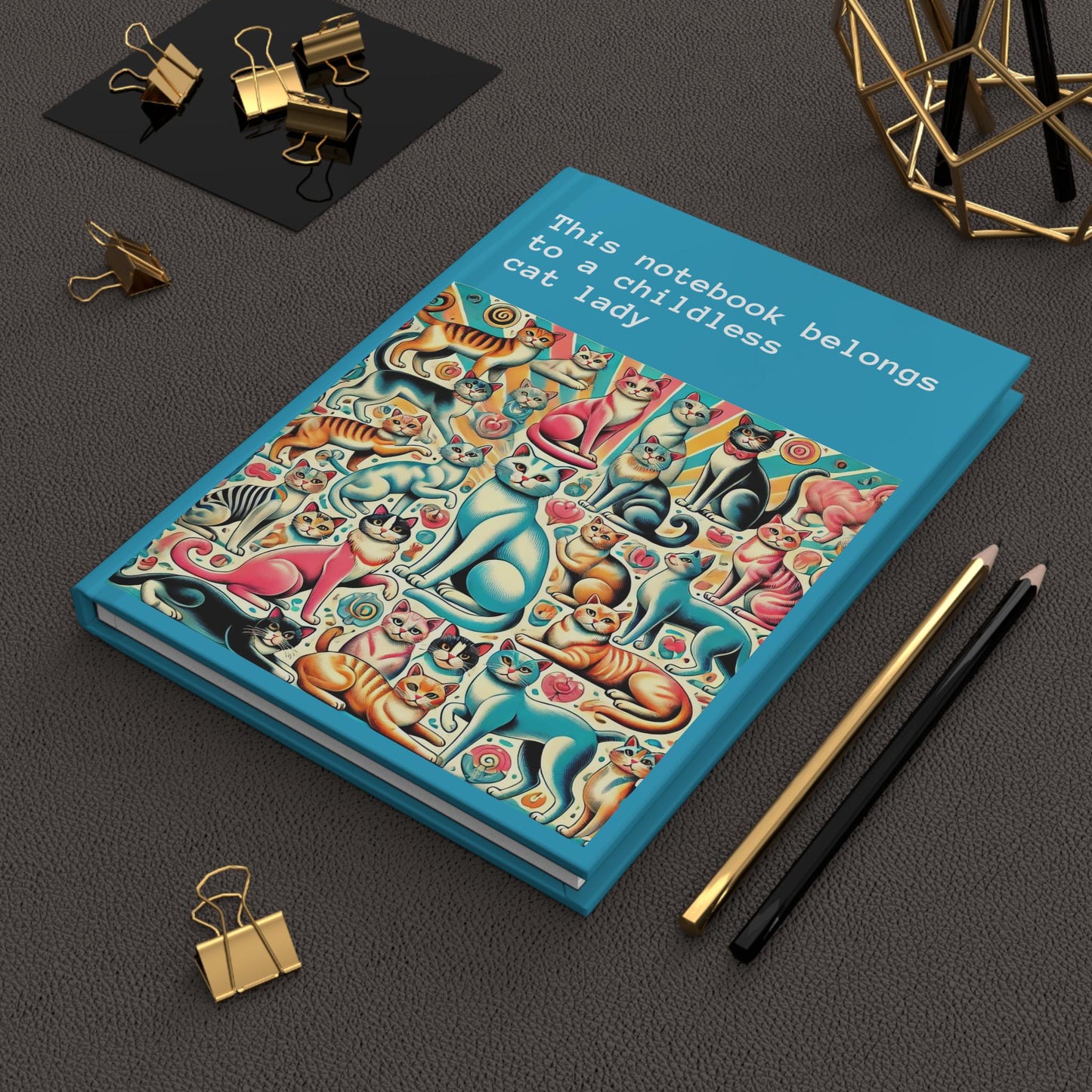 Cat Lady Journal Hardcover - Funny Vintage Design Matte Journal - Humorous Notebook, Book Lovers Gift, Retro Art Diary, Childless Cat Lady