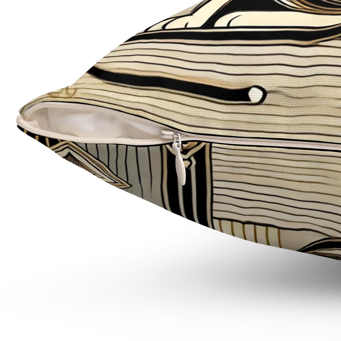 Art Deco Square Pillow, Vintage Cat Design, Retro Charm, Housewarming Gift, Spun Polyester Cover, Gift for Cat or Art Lover, Throw Pillow