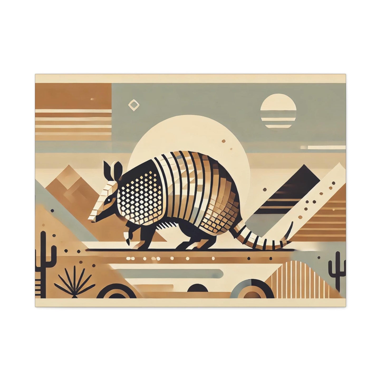 Canvas Print, Original Modern Cubist Armadillo, Matte Stretched Art, 7 Sizes, Landscape Painting, Southwestern Home & Office Wall Decor