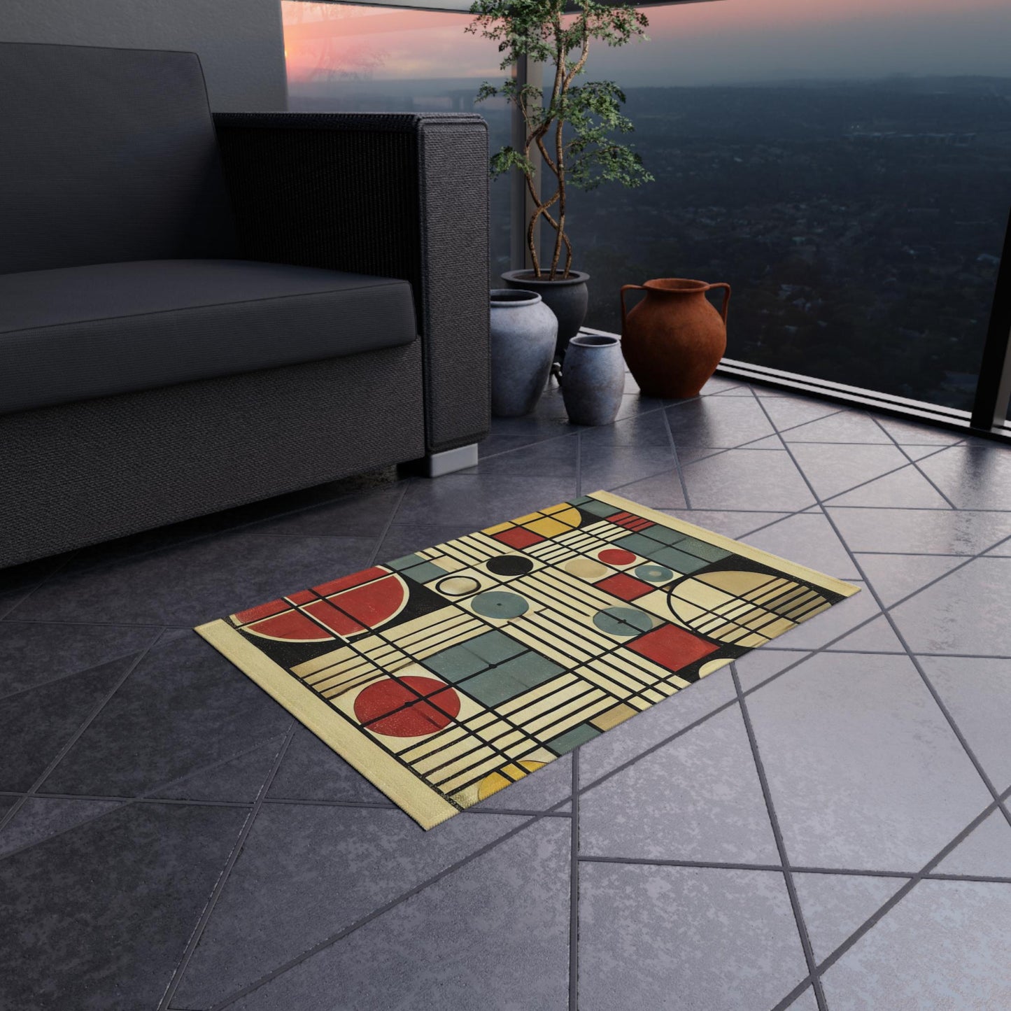 Door Mat Mid-Century Modern, Outdoor Rug, Welcome Mat, Patio Rug, Bauhaus, Retro Charm, Home Decor, Housewarming Gift, Porch, Indoor/Outdoor