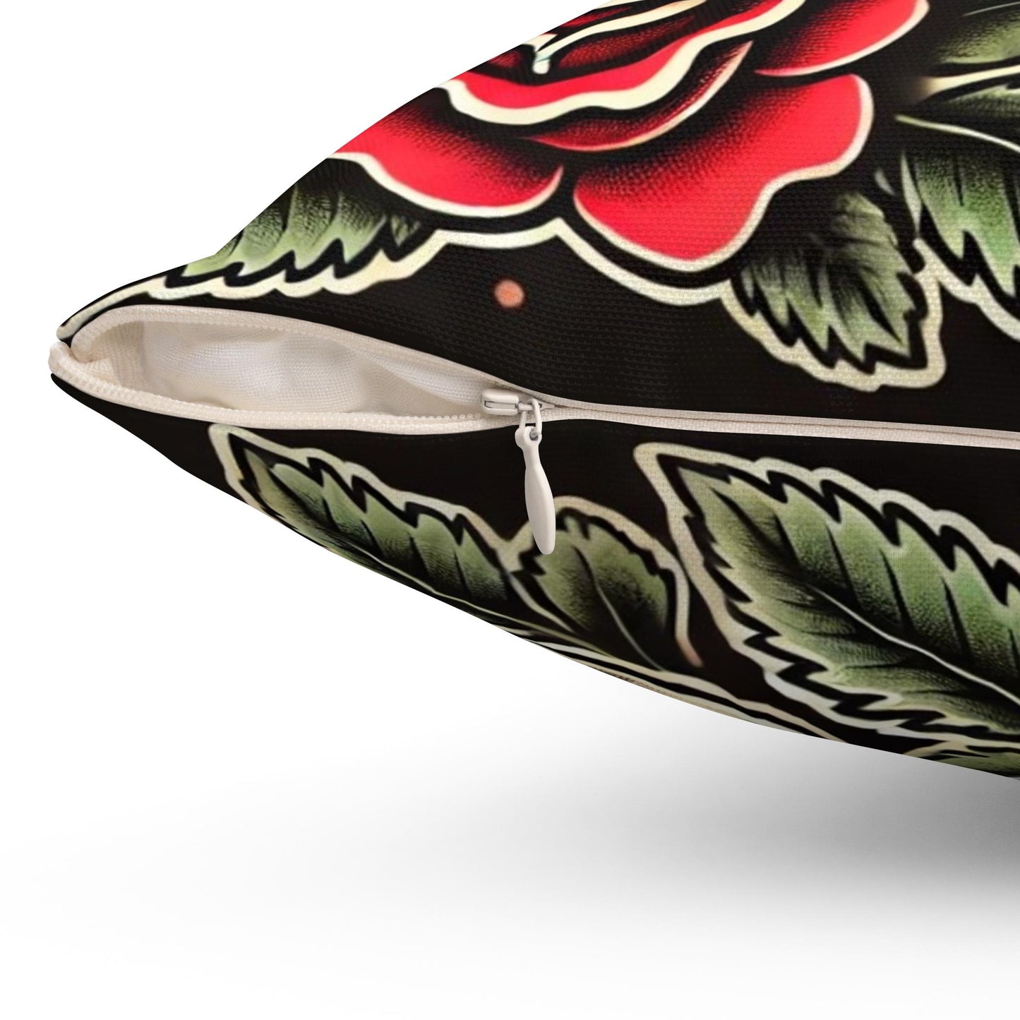 Square Pillow, Vintage Tattoo LOVE Design, Retro Charm, Housewarming Gift, Spun Polyester Cushion Cover, Tattoo Lover, Soft Throw Pillow