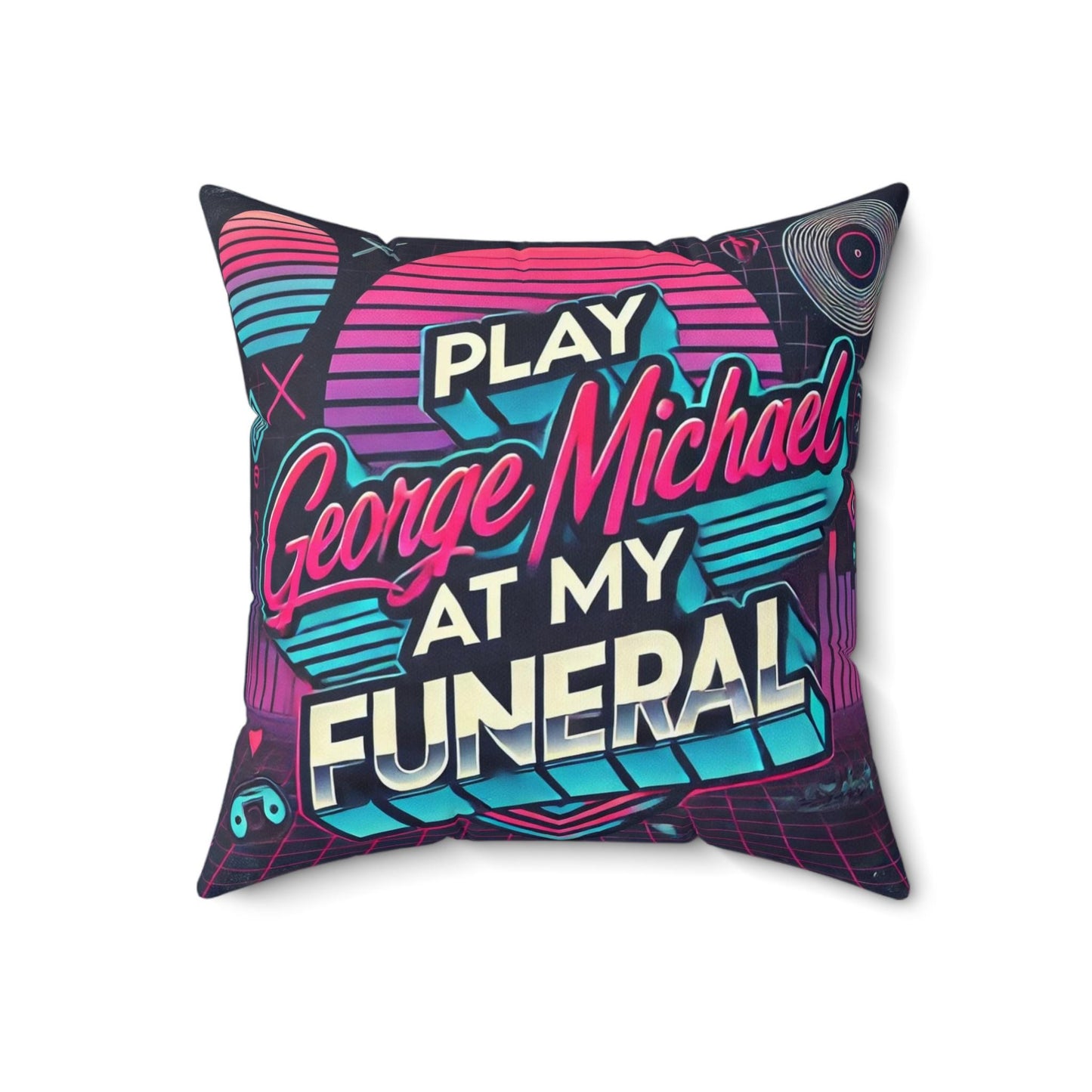 Square Pillow 1980s George Michael Design, Unique Housewarming Gift Retro Charm, Soft Throw Pillow, Fun Home Decor, Pop Music Lover Gift