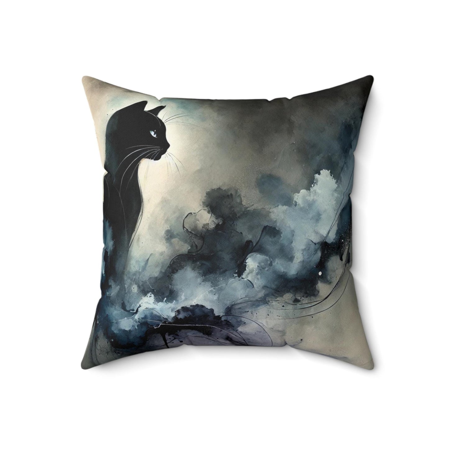 Pillow Modern Abstract Watercolor Cat Design, Unique Housewarming Gift, Soft Throw Pillow, Upscale Home Decor, Cat Lover Birthday Present