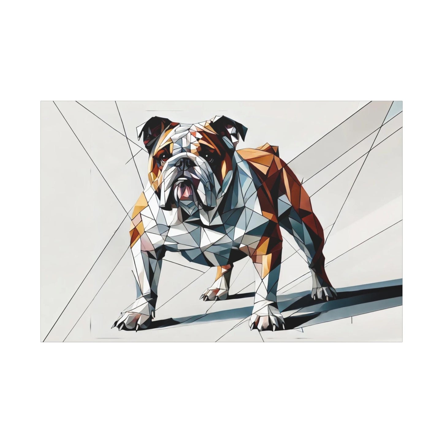 Bulldog Canvas, Original Modern Cubist Wall Art Home Decor, Matte Stretched Print, LGBT Housewarming Gift, Gay Bulldog Dog Lover