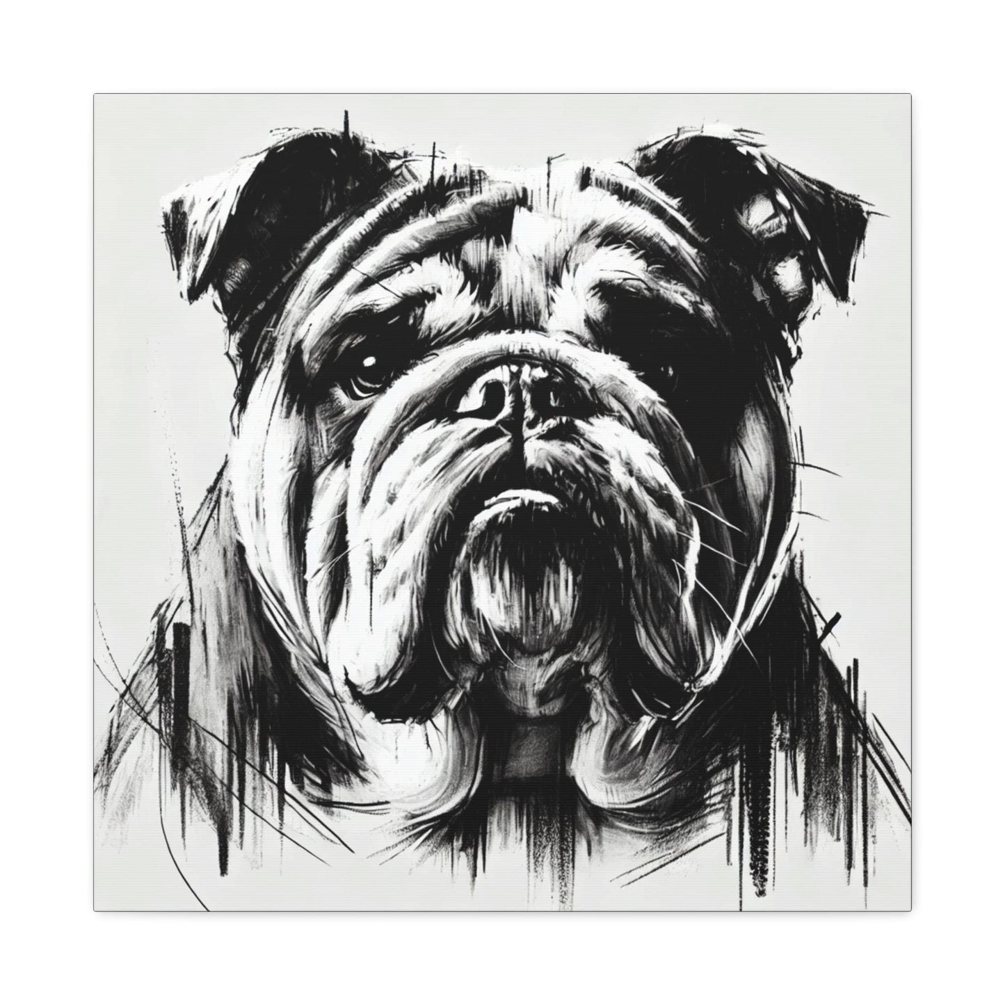 Bulldog Matte Canvas Print, Classic Charcoal Sketch Design, Dog Wall Art, Modern Queer Decor, LGBT Housewarming Gift, Gay Bulldog Dog Lover