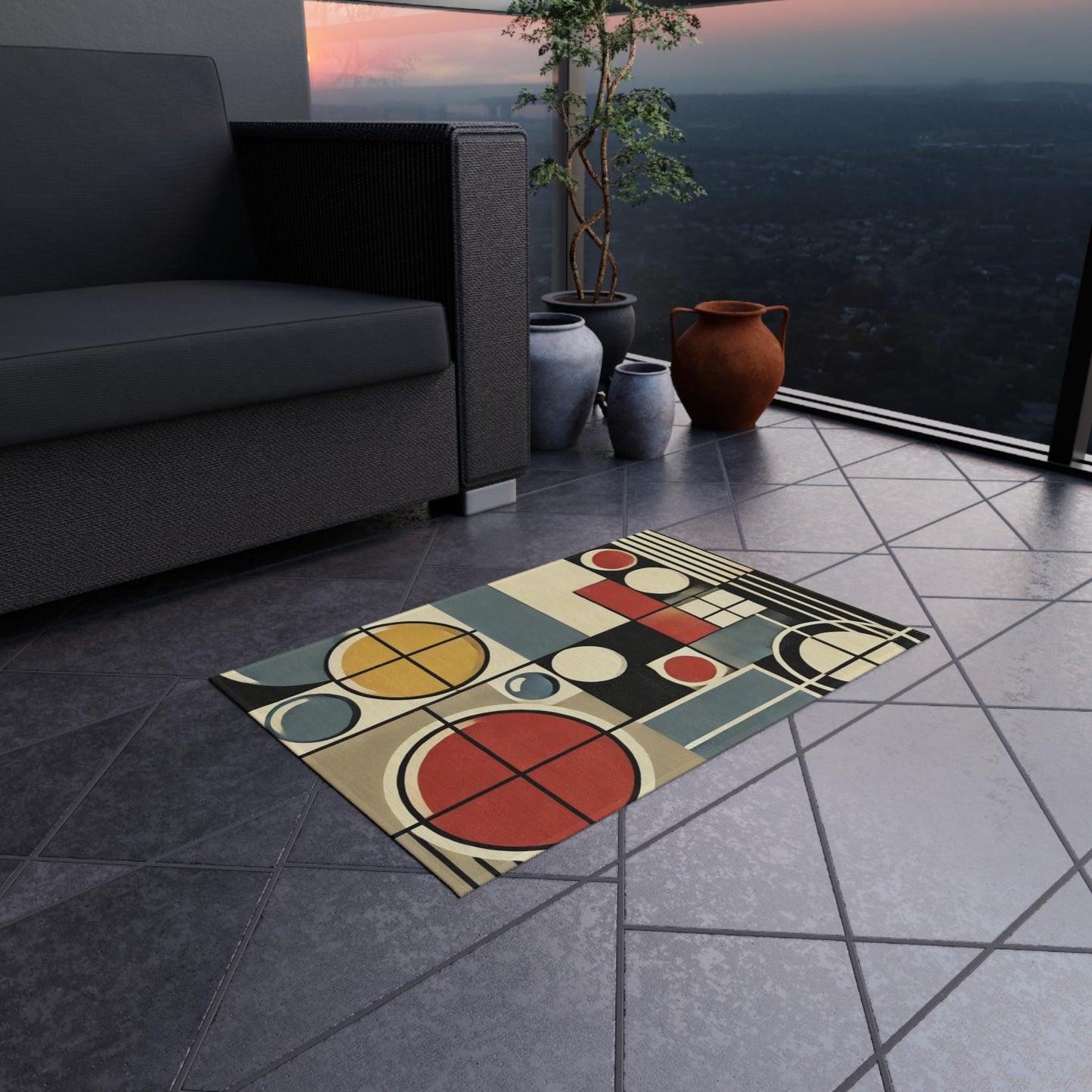 Door Mat Mid-Century Modern, Outdoor Rug, Welcome Mat, Patio Rug, Bauhaus, Retro Charm, Home Decor, Housewarming Gift, Porch, Indoor/Outdoor