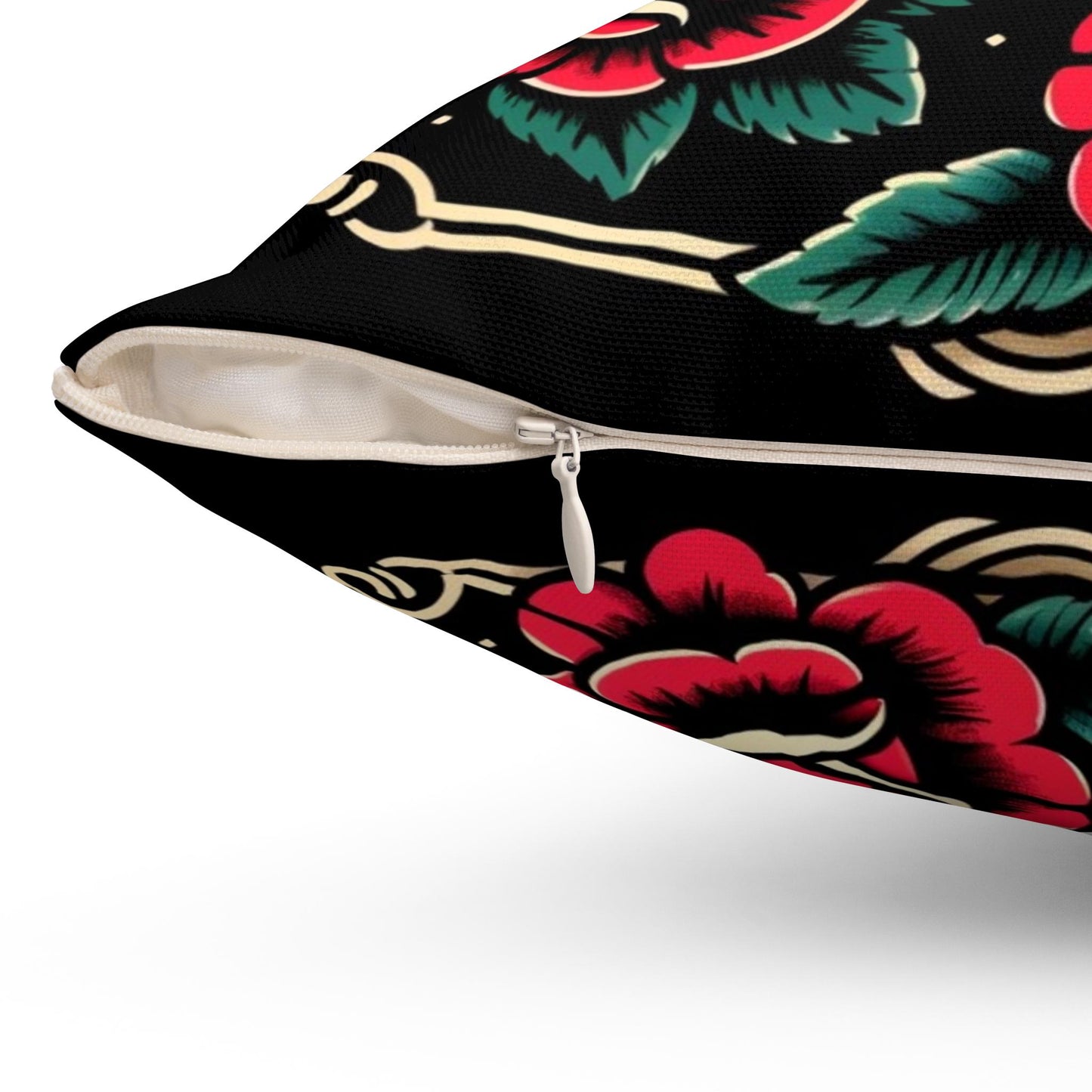 Square Pillow, Vintage Tattoo HONOR Design, Retro Charm, Housewarming Gift, Spun Polyester Cushion Cover, Tattoo Lover, Soft Throw Pillow