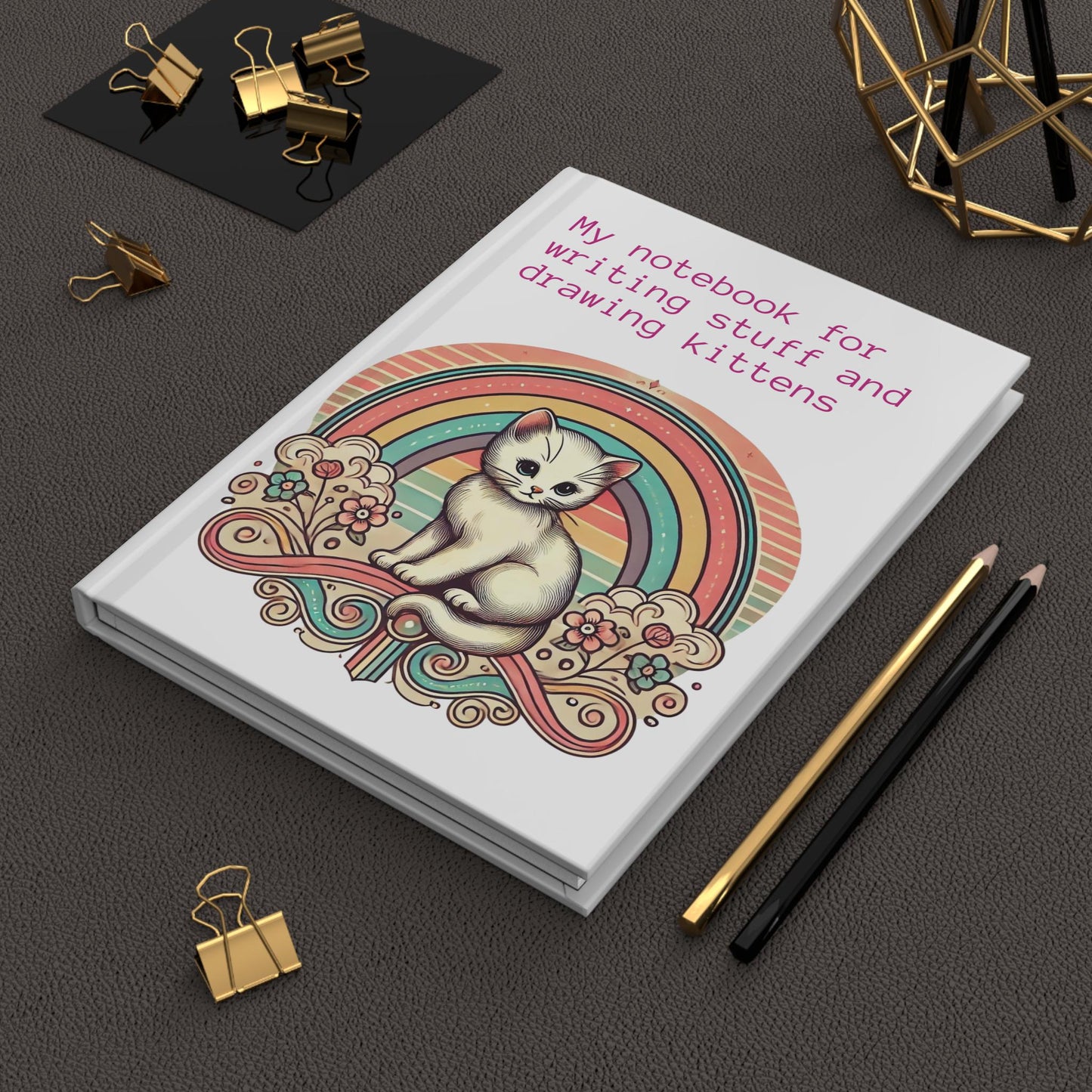 Cat Journal Hardcover - Funny Vintage Design Matte Journal - Humorous Notebook, Book Lovers Gift, Retro Art Diary