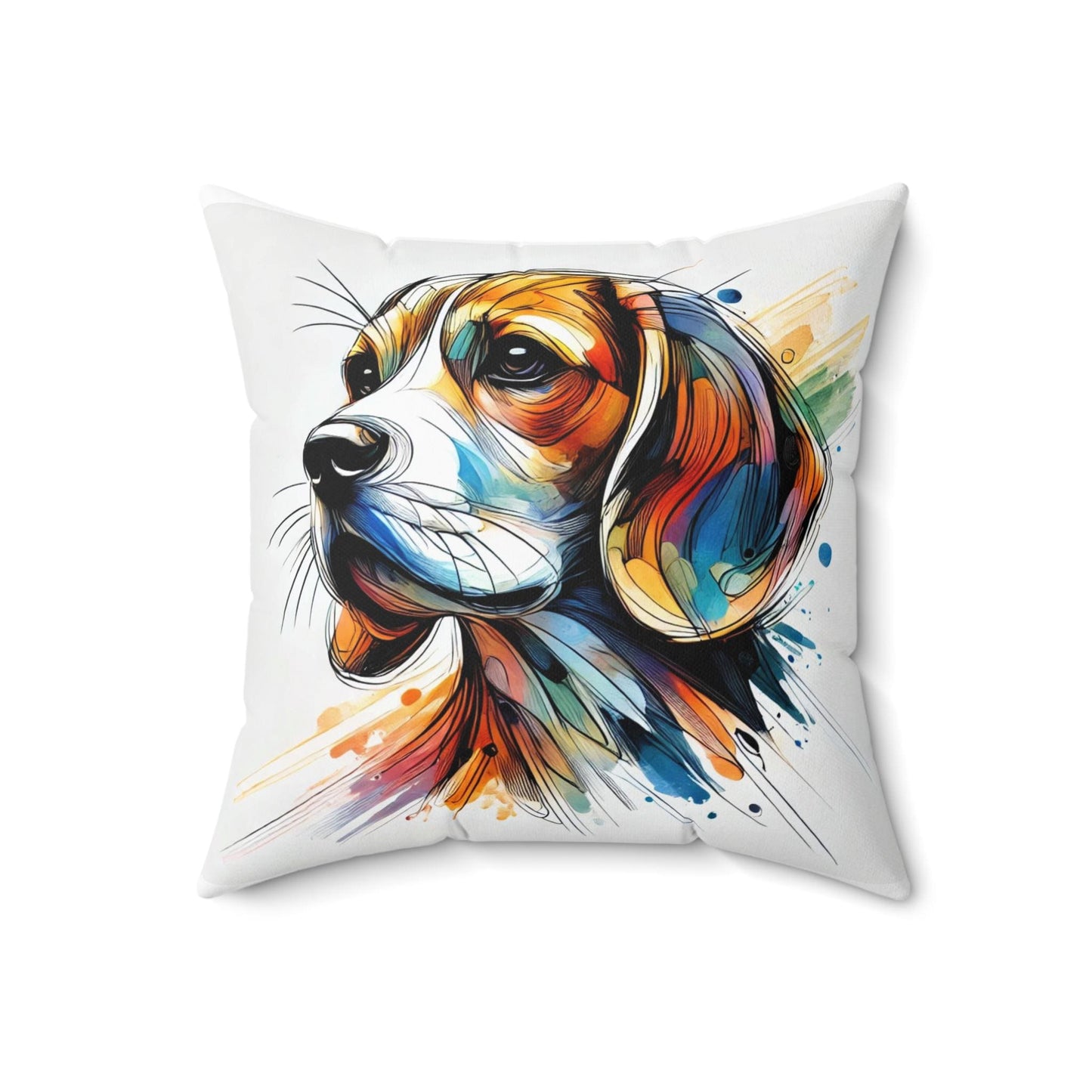 Pillow Beagle Modern Watercolor Design, Unique Housewarming Gift, Unique Art Charm, Soft Throw Pillow, Chic Home Decor, Dog Lover Gift