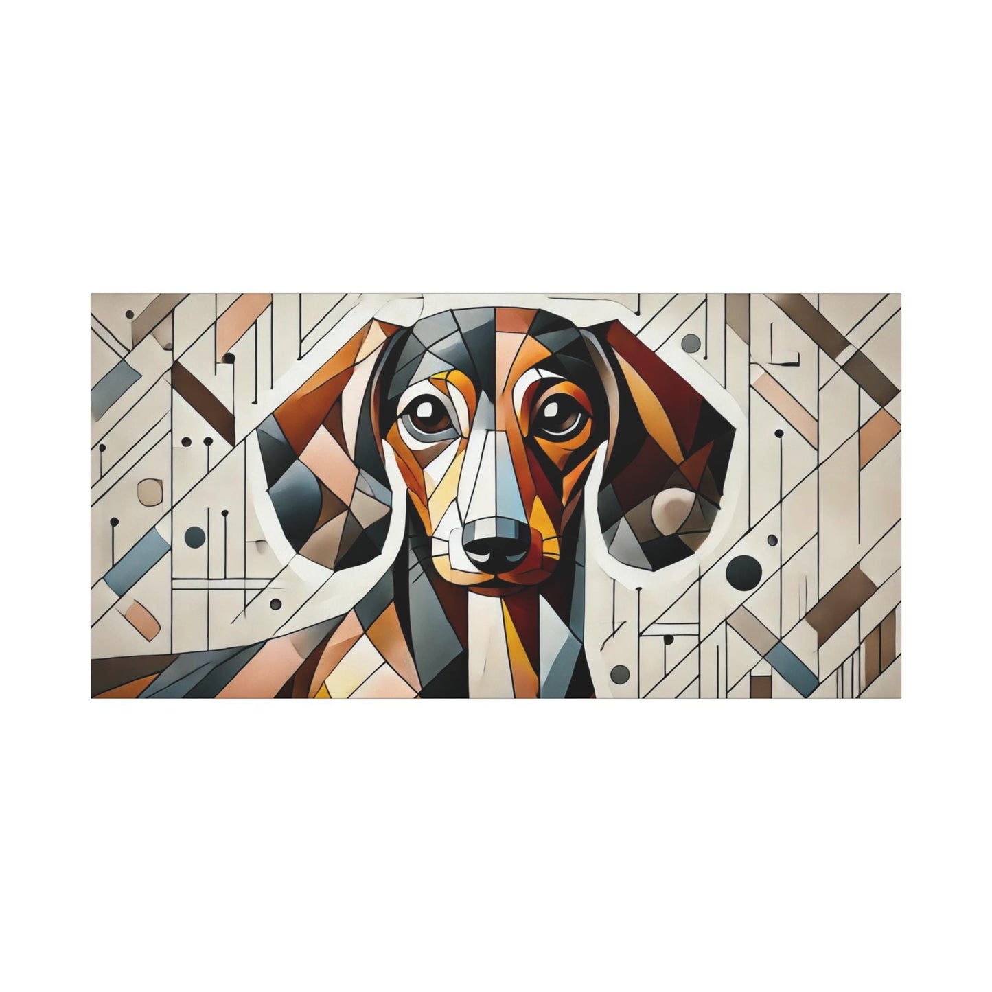 Canvas Print Dachshund Modern Cubist Portrait, LGBT Housewarming Gift, Gay Weiner Dog Lover, Unique Matte Stretched Wall Art, 7 Sizes