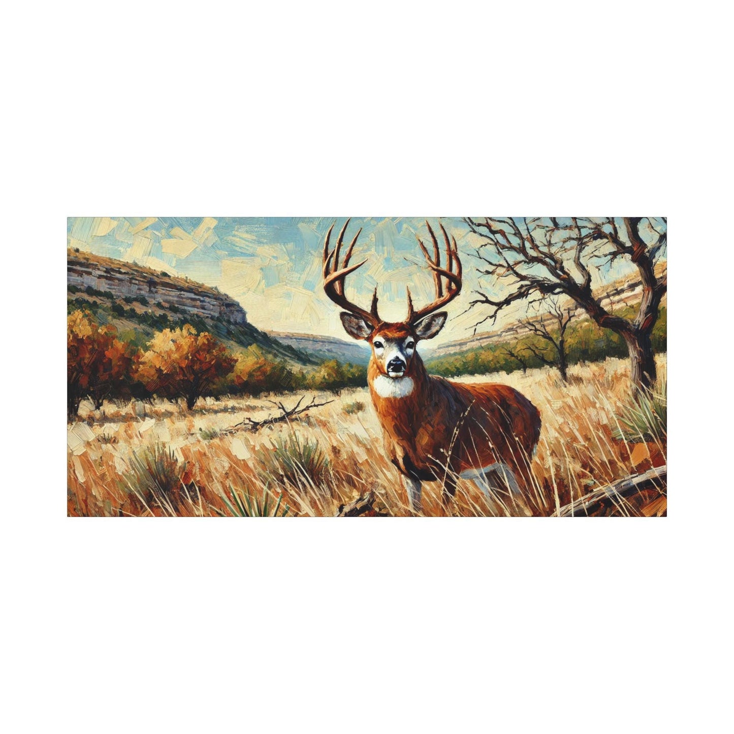 Original Modern Impressionist Deer Canvas Print, Matte Stretched Art, 7 Sizes Available, Wall Decor, Landscape Painting, Home Office Decor