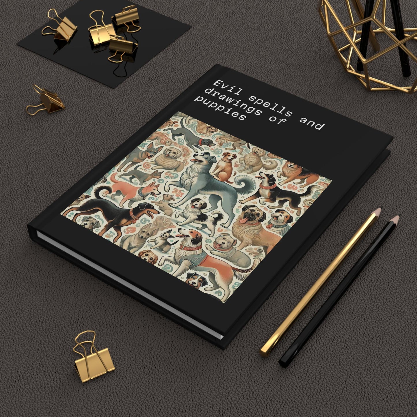 Dog Journal Hardcover - Funny Spells Vintage Design Matte Journal - Humorous Notebook, Book Lovers Gift, Retro Art Diary, Dog Lover Gift