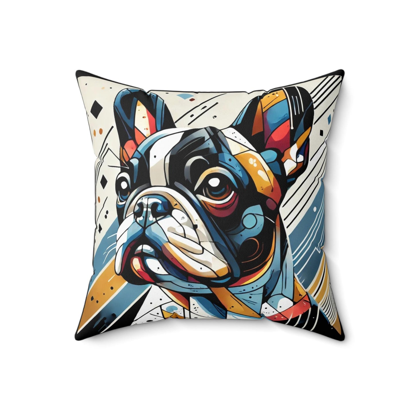 Pillow French Bulldog Cubist Design, Unique Housewarming Gift, Modern Art Charm, Soft Throw Pillow, Chic Home Decor, Frenchie Dog Lover Gift
