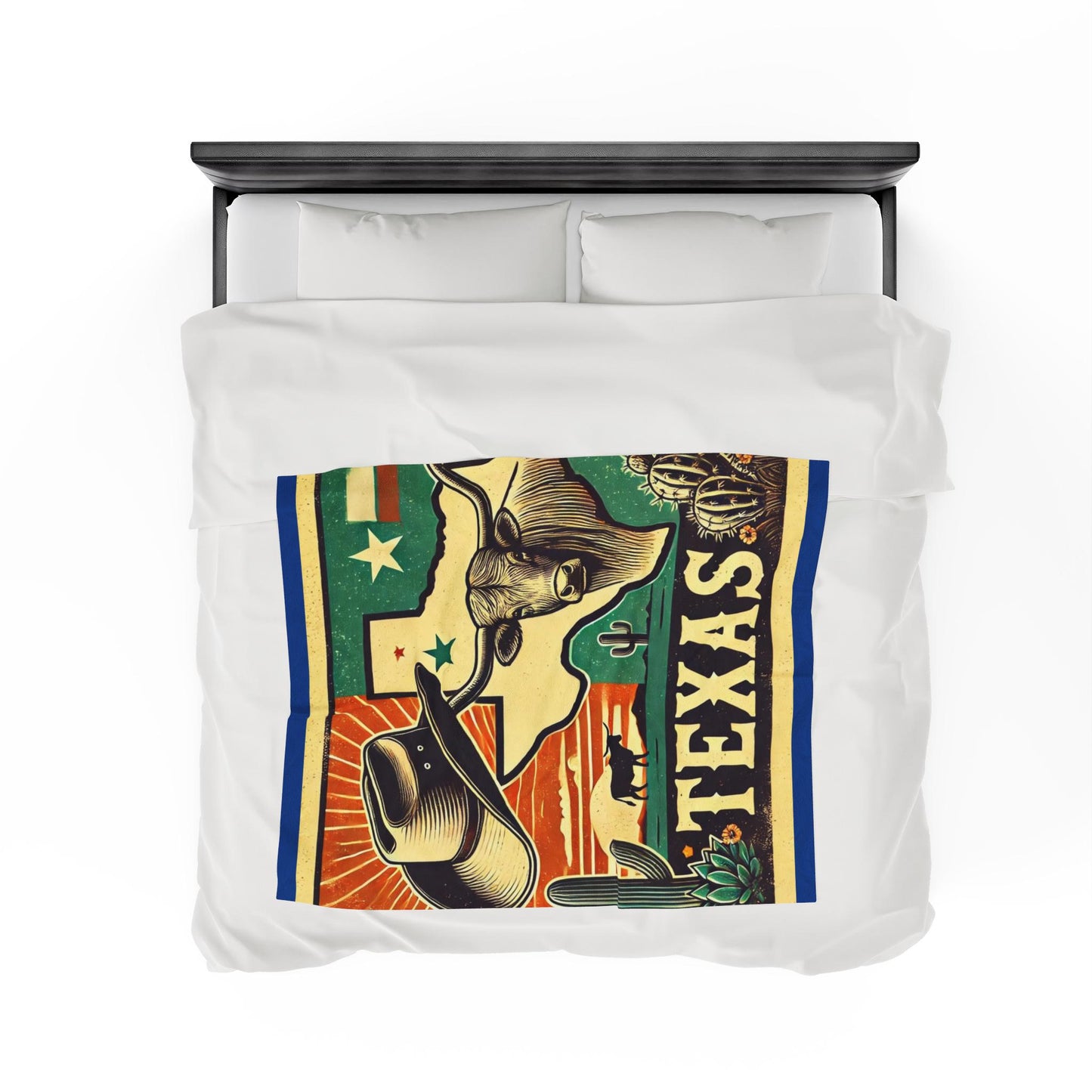 Plush Blanket, Texas Longhorn Design, Housewarming Gift, Rustic Decor, Soft Fleece Throw, Warm Bedding, Cozy Homeware, Western Theme Blanket