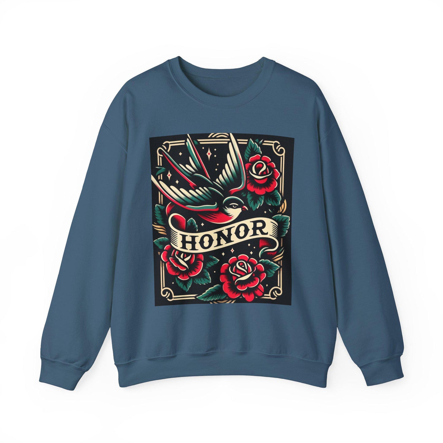 Vintage Tattoo Sweatshirt, HONOR Tattoo Design, Unisex Crewneck Jumper, Vintage Pullover, Gift for Tattoo Lover, Retro Style