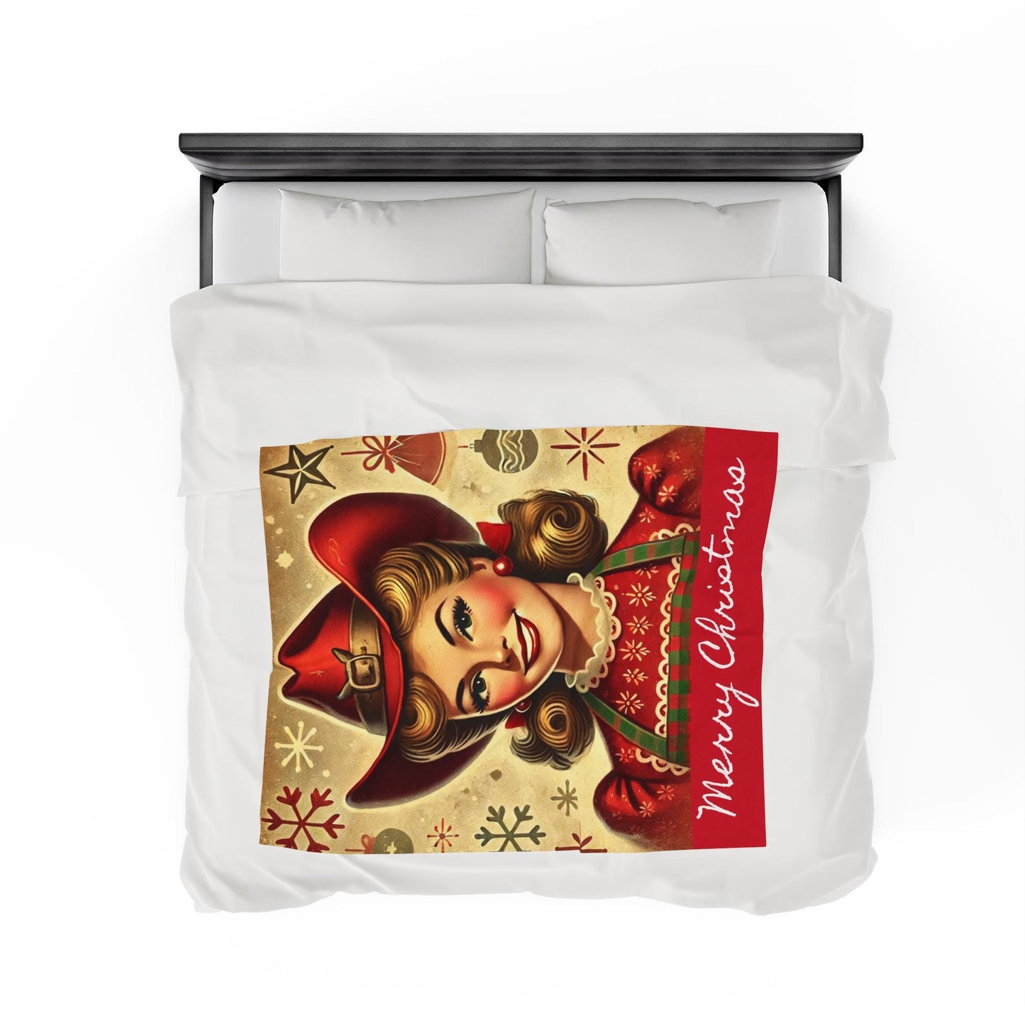 Plush Blanket, Cowgirl Mrs. Claus Design, Fleece Throw, Housewarming Gift, Holiday Home Decor, Rustic Country Christmas Theme, Warm Bedding