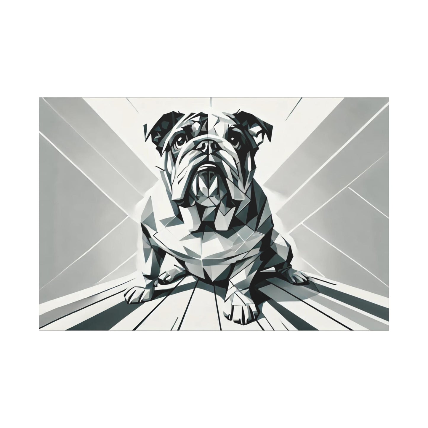 Bulldog Canvas, Original Modern Cubist Wall Art Home Decor, Matte Stretched Print, LGBT Housewarming Gift, Gay Bulldog Dog Lover