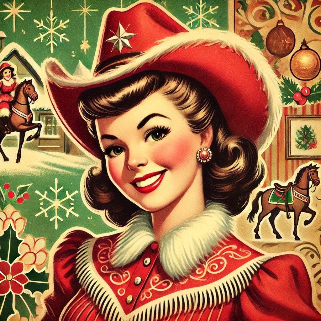 Cowgirl Christmas Gift Scented Candles, Coconut Apricot Wax (4oz), Holiday Gifts, Country Mrs. Claus