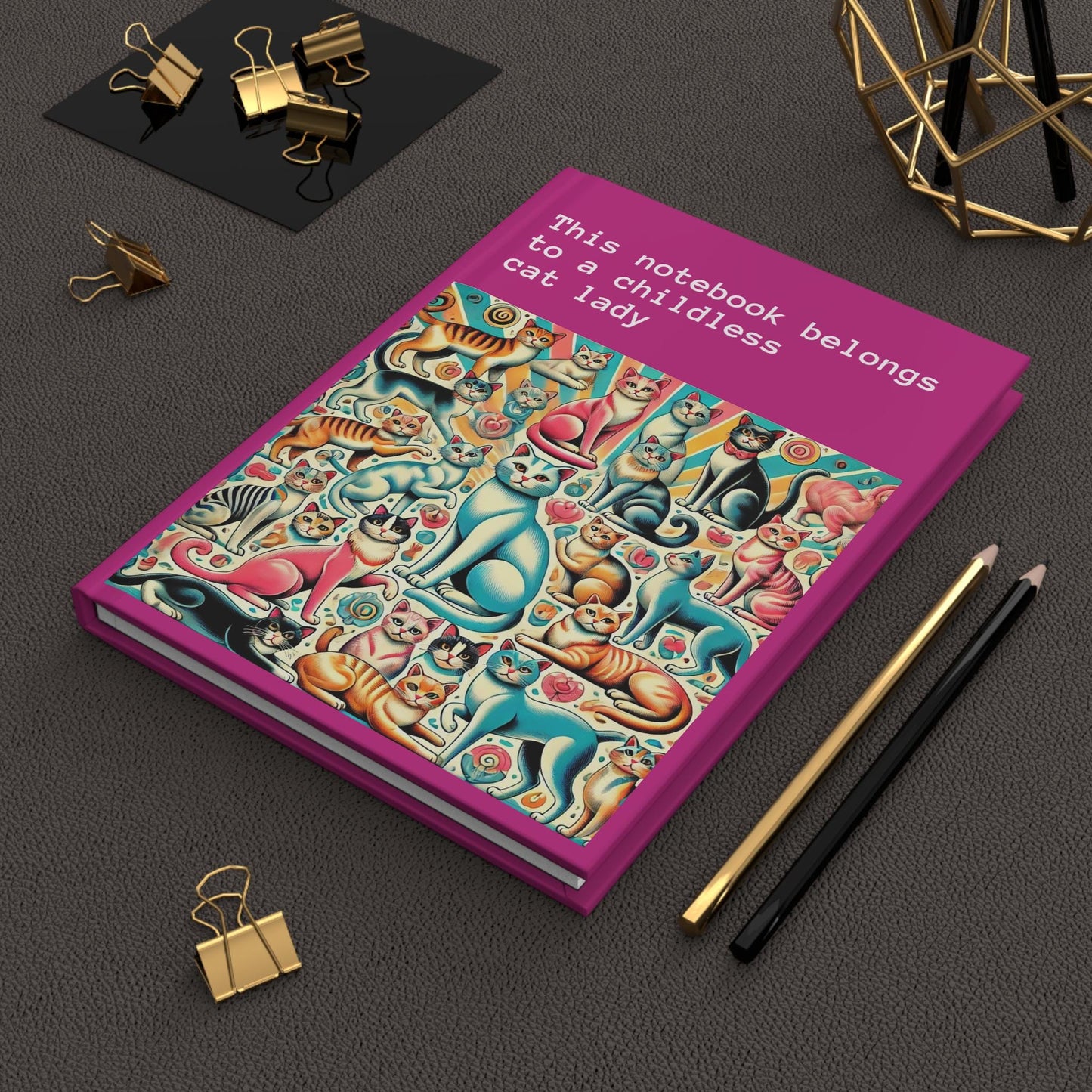 Cat Lady Journal Hardcover - Funny Vintage Design Matte Journal - Humorous Notebook, Book Lovers Gift, Retro Art Diary, Childless Cat Lady