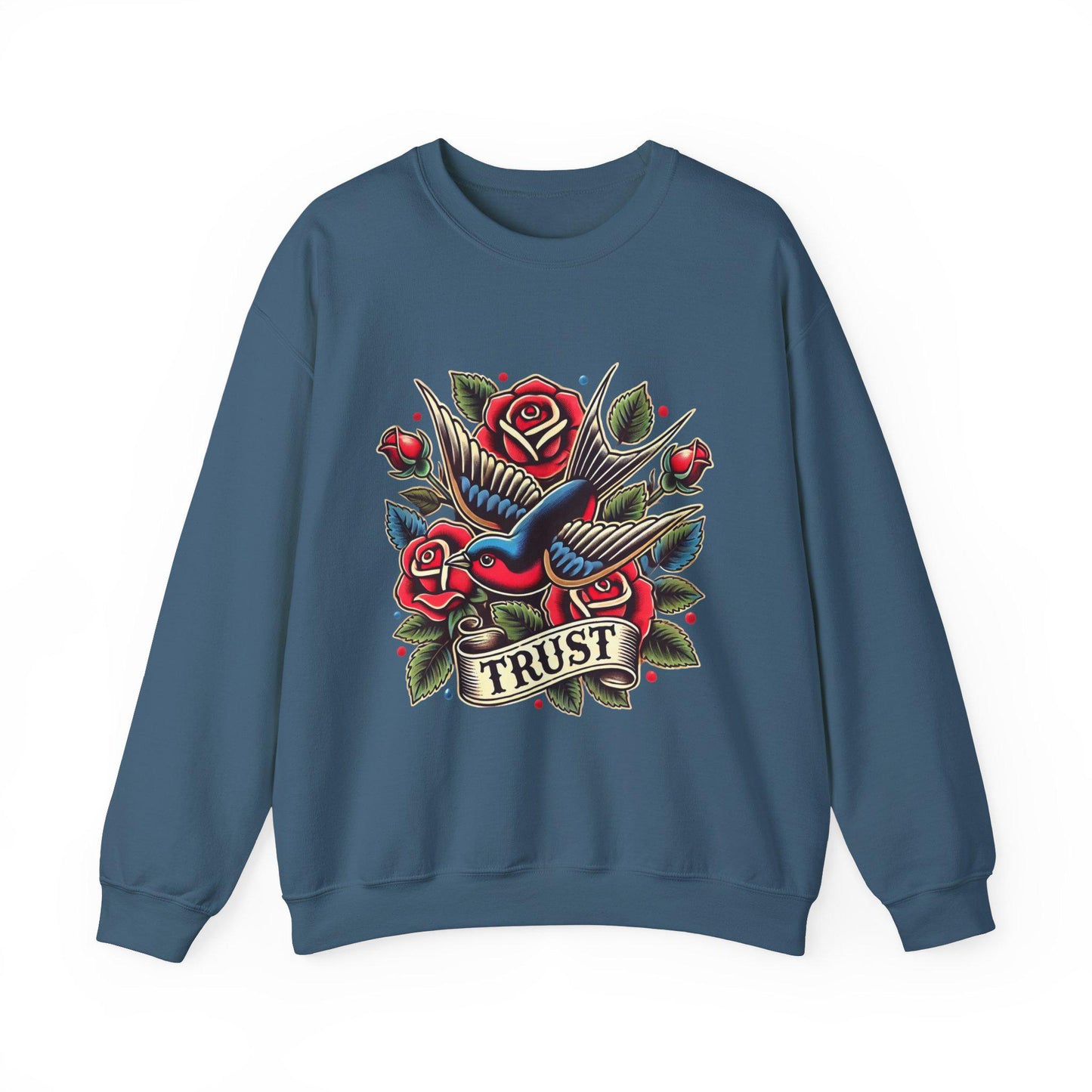 Vintage Tattoo Sweatshirt, TRUST Tattoo Design, Unisex Crewneck Jumper, Vintage Pullover, Gift for Tattoo Lover, Retro Style