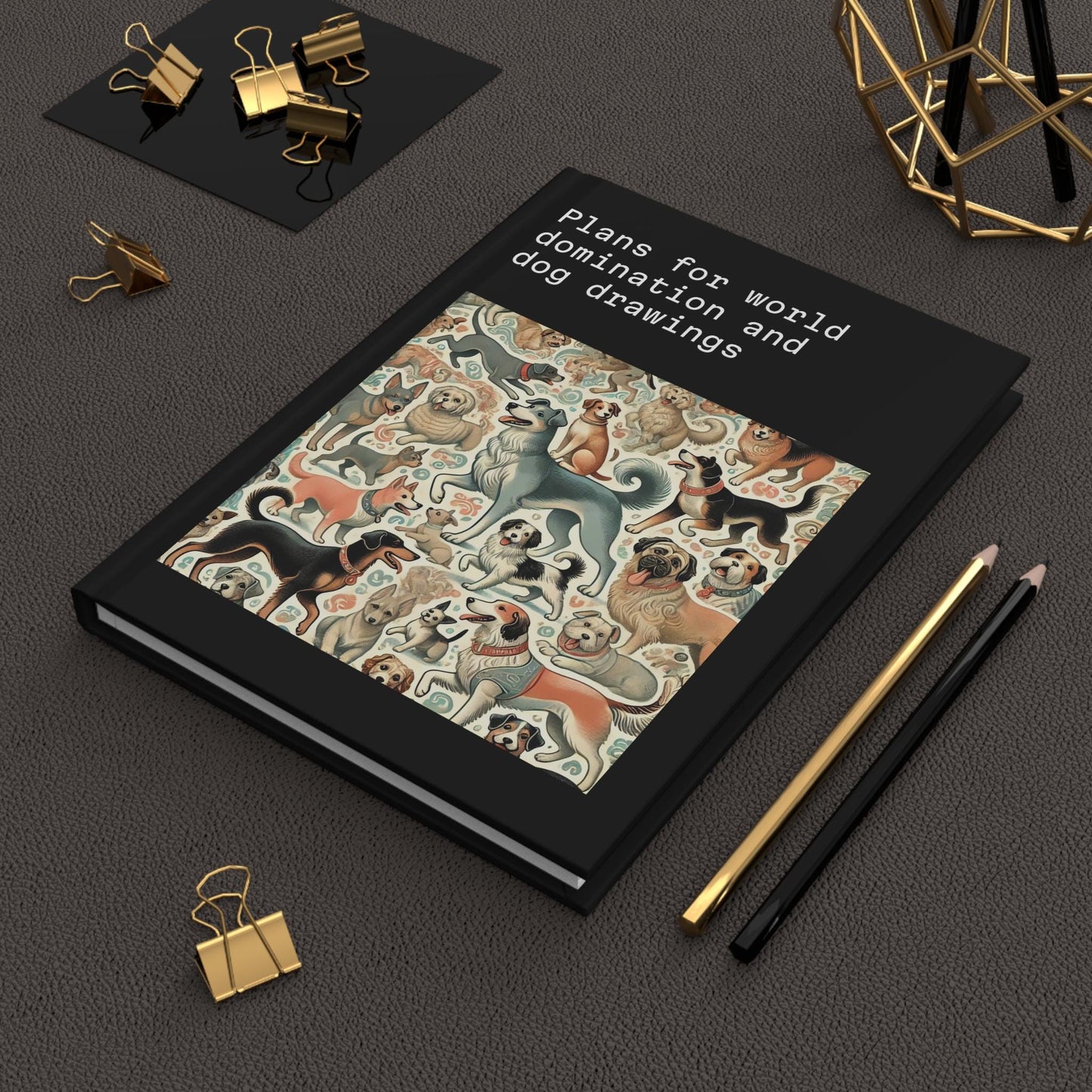 Dog Journal Hardcover - Funny Domination Vintage Design Matte Journal - Humorous Notebook, Book Lovers Gift, Retro Art Diary, Dog Lover Gift