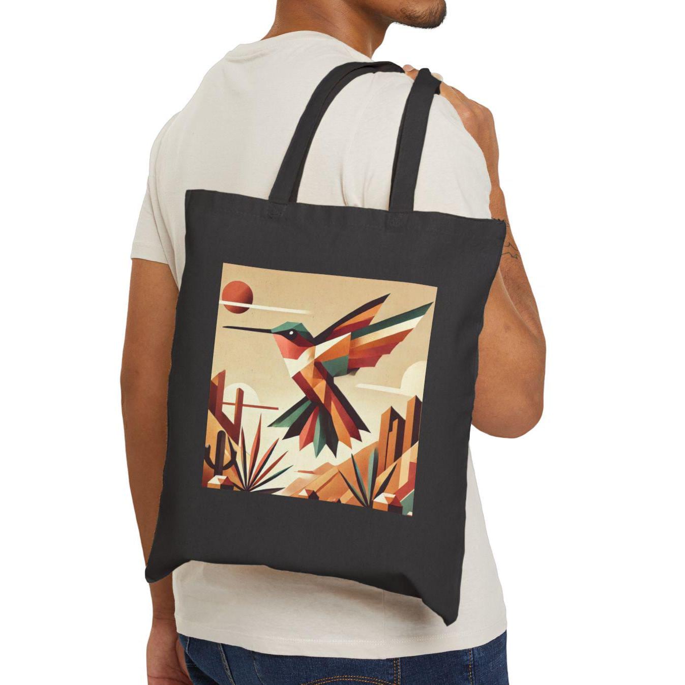 Canvas Tote Bag, Modern Southwestern Hummingbird Design, LGBT Eco-Friendly Bag, Queer Book Lover Gift, Reusable Shopping Bag, Gift for Gays