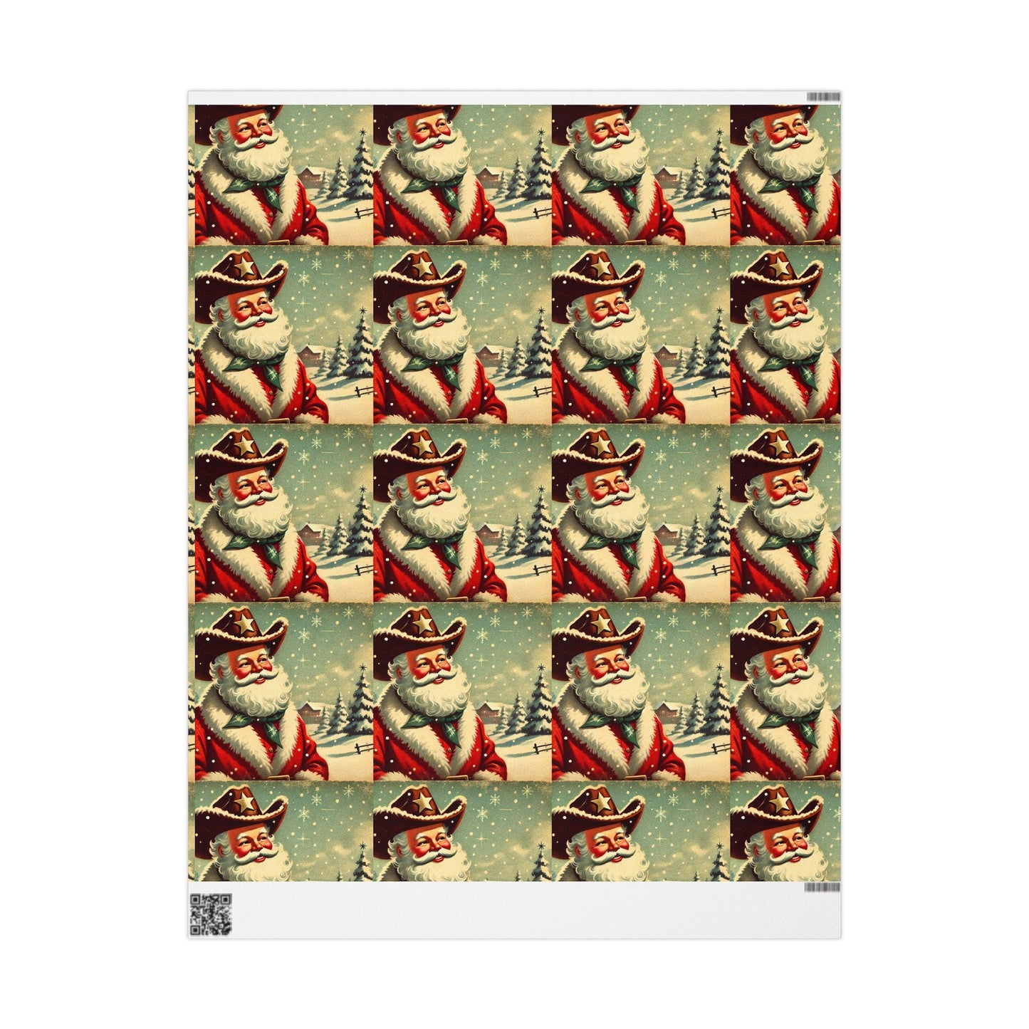 Cowboy Santa Wrapping Paper, Gift Wrap for Christmas Presents, Country Holidays