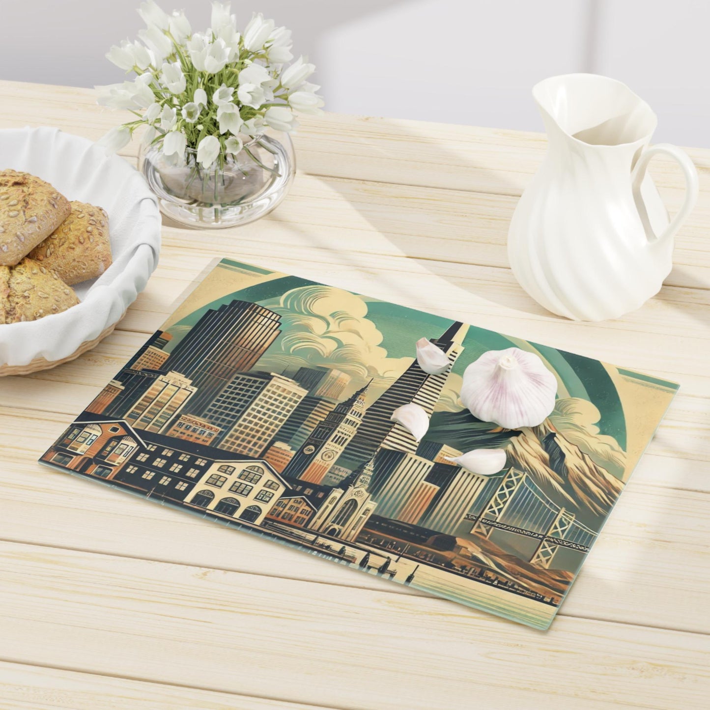 Cutting Board, San Francisco Golden Gate Bridge Design, Kitchen Home Decor, Unique Housewarming Gift, Foodie Chef Gift, California Souvenir